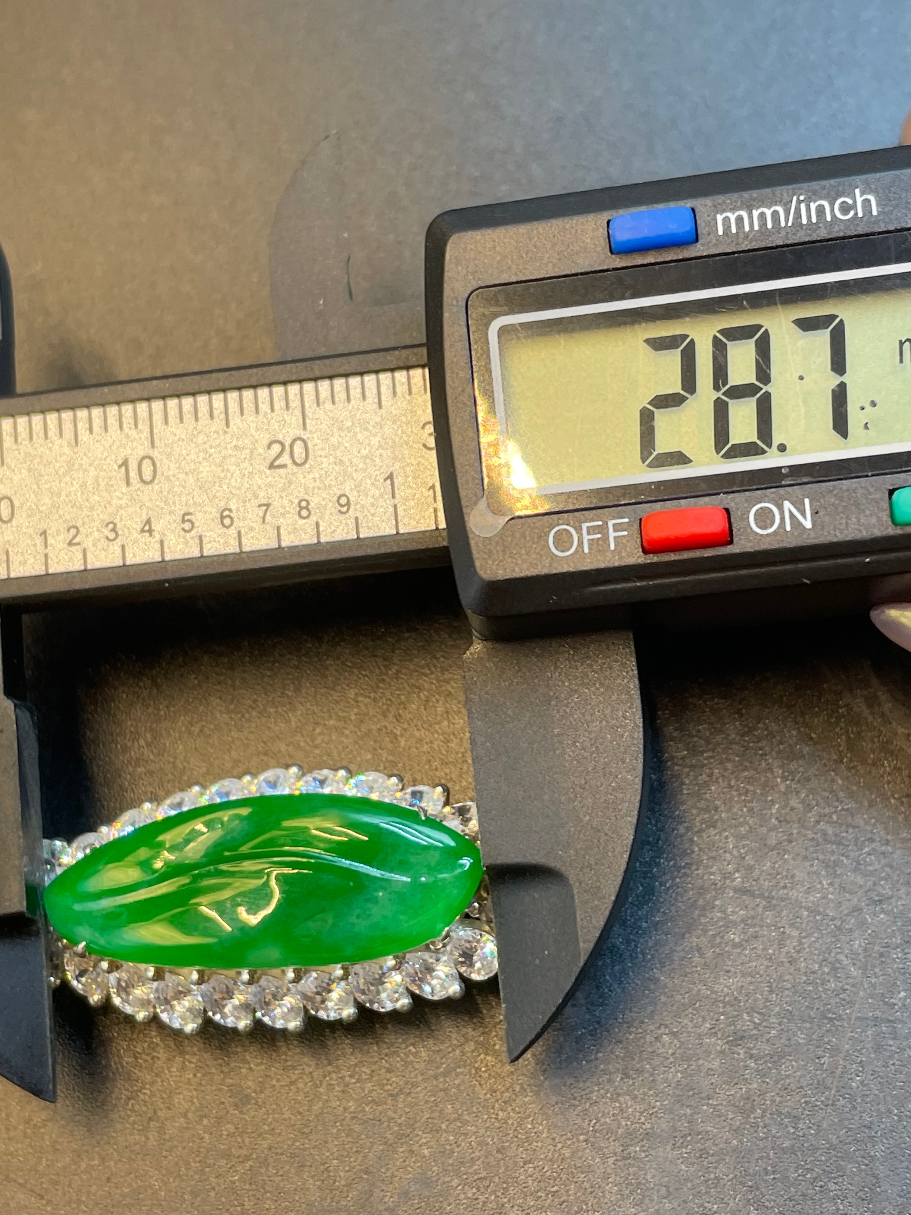 天然翡翠陽綠葉子吊墜