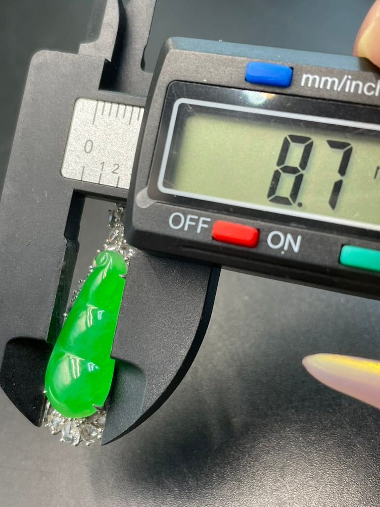 天然緬甸翡翠陽綠福豆吊墜