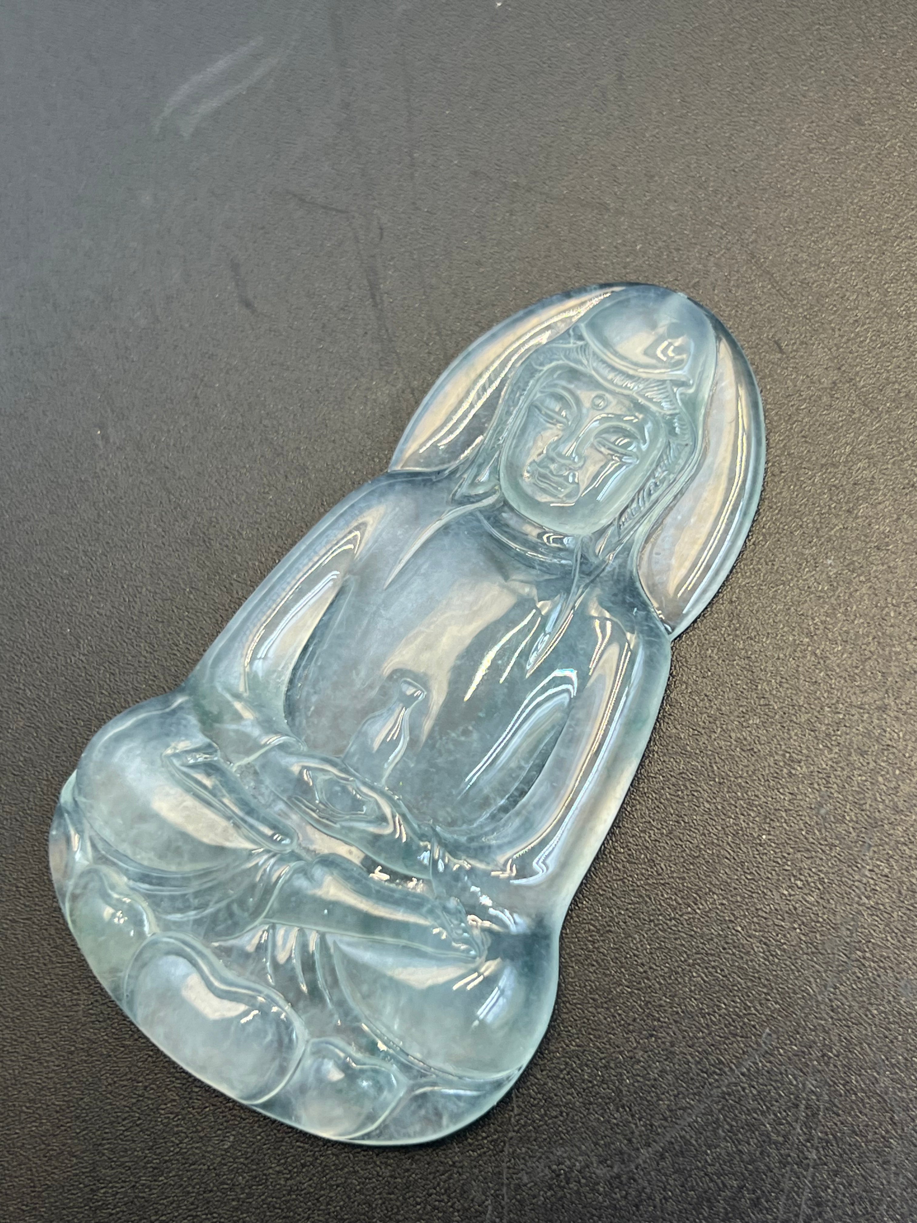 緬甸天然翡翠冰種觀音吊墜