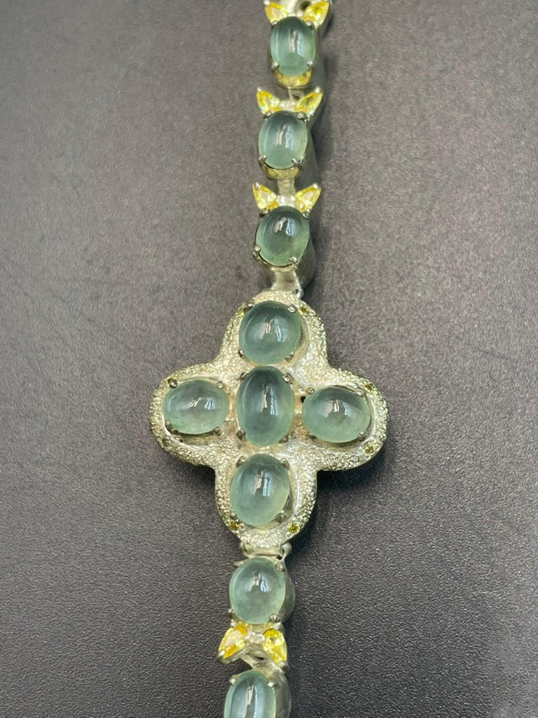 天然翡翠冰種蛋面手鏈