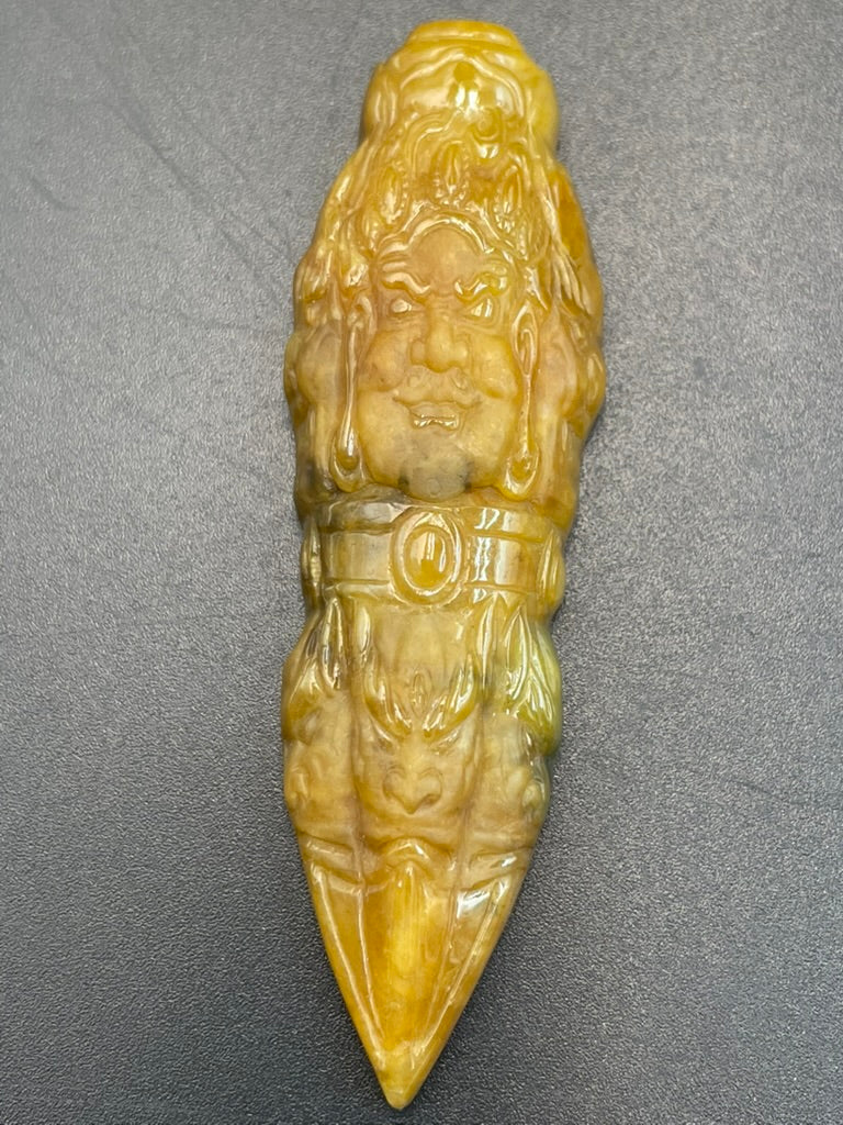 緬甸天然翡翠精雕降魔杵吊墜