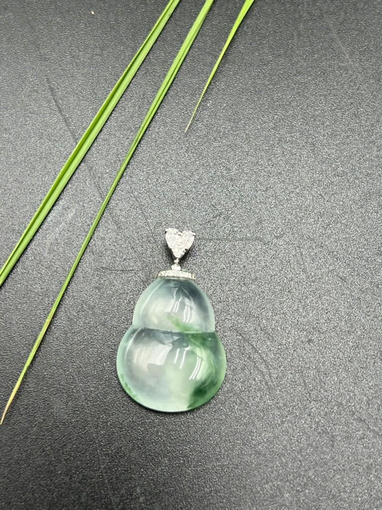 緬甸天然翡翠高冰飄花福祿吊墜