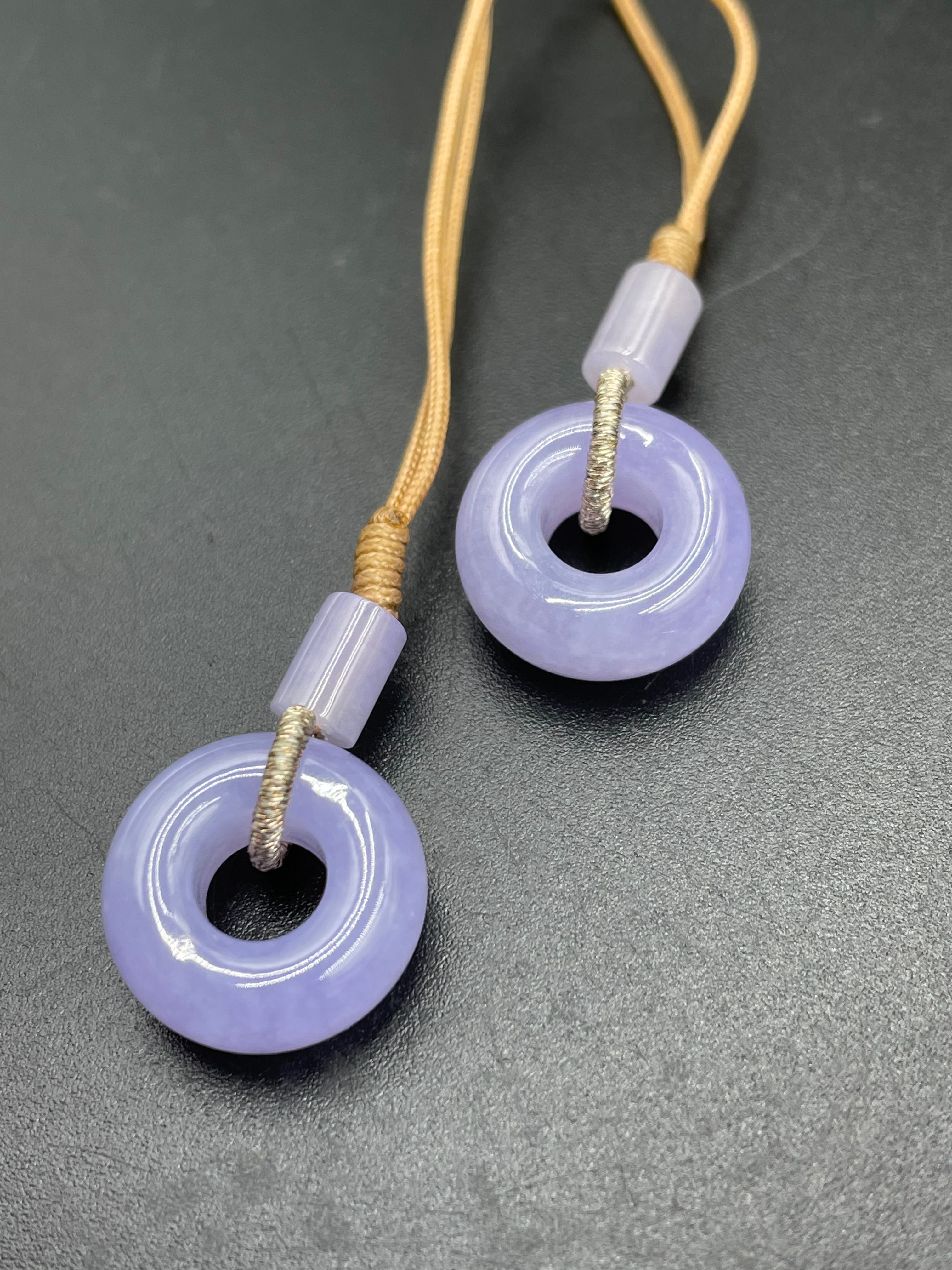 緬甸天然翡翠紫羅蘭平安扣吊墜可做耳環