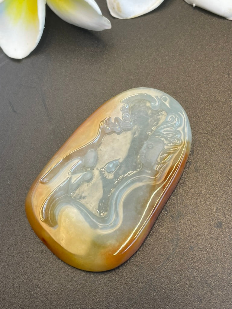 緬甸天然翡翠悟道吊墜