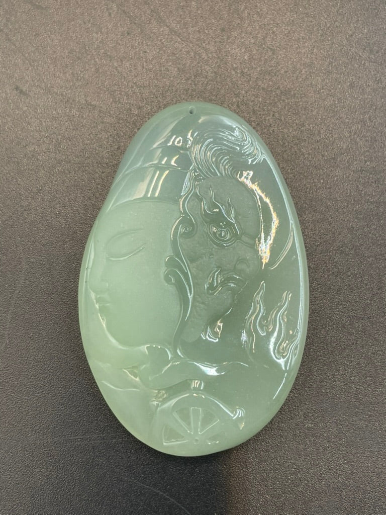 緬甸天然翡翠慈威並濟吊墜