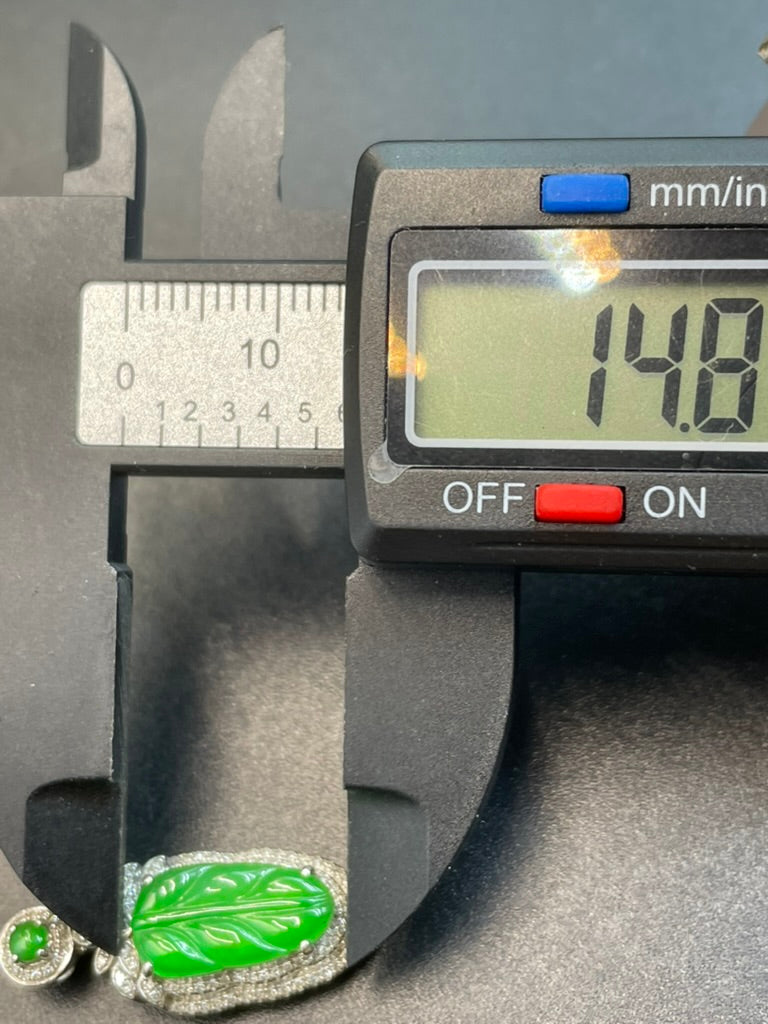 緬甸天然翡翠陽綠葉子/金枝玉葉吊墜