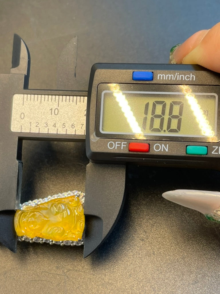 緬甸天然翡翠黃翡財神吊墜