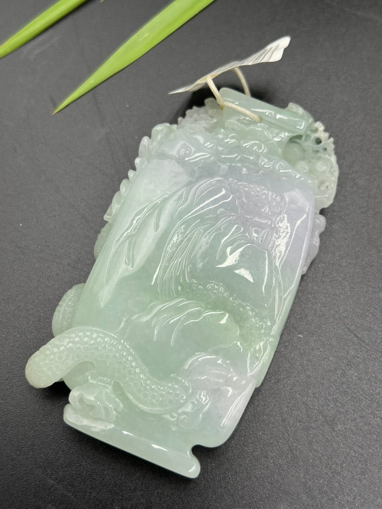 緬甸天然翡翠龍行天下吊墜