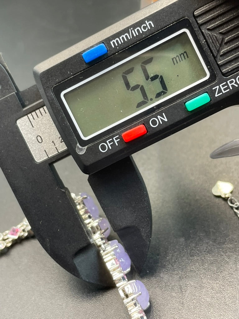 緬甸天然翡翠 紫羅蘭葫蘆/福祿蛋面手鏈 18k金鑲嵌伴鉆