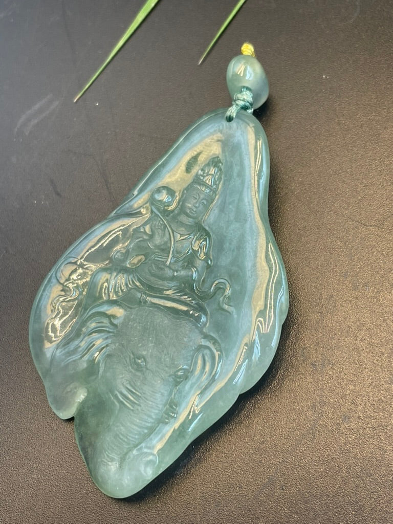 天然緬甸翡翠普賢菩薩吊墜
