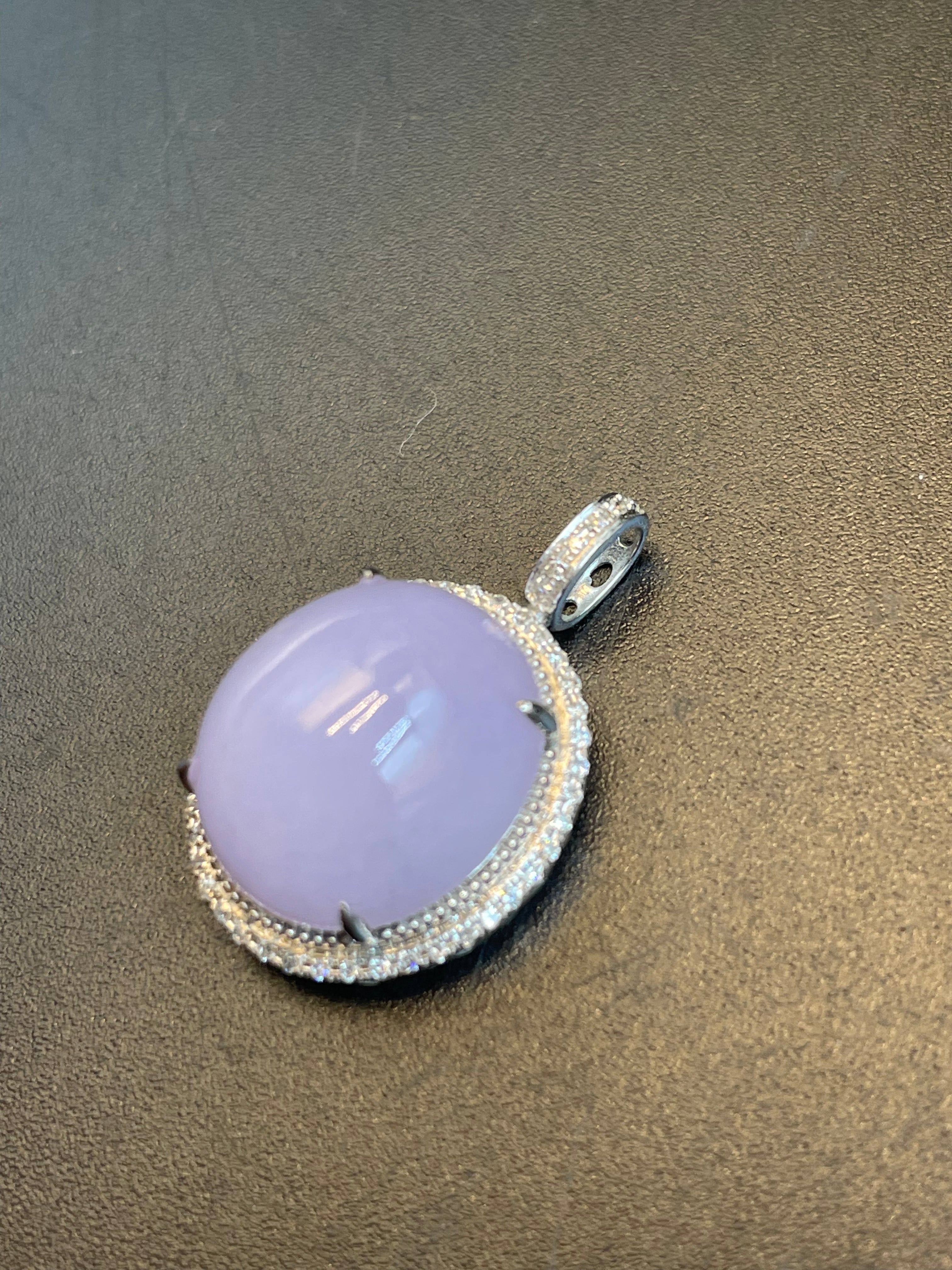 緬甸天然翡翠紫羅蘭蛋面吊墜