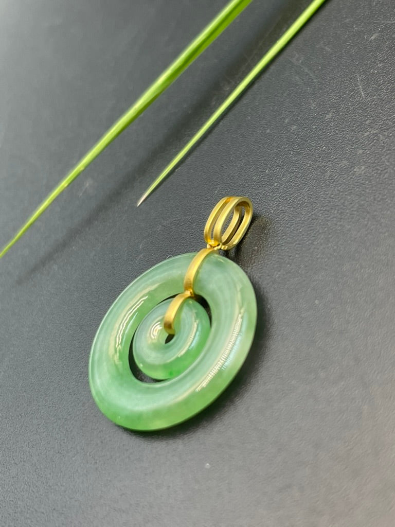 天然緬甸翡翠子母平安扣吊墜