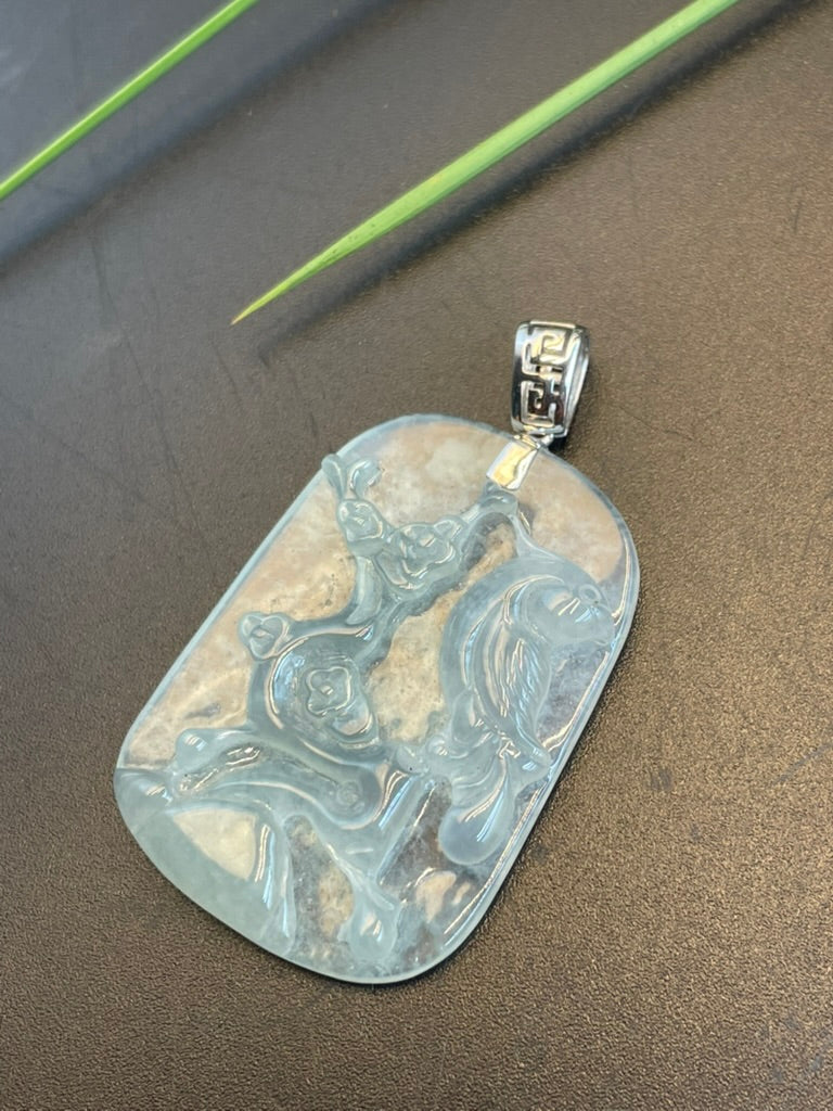 緬甸天然翡翠花鳥吊墜