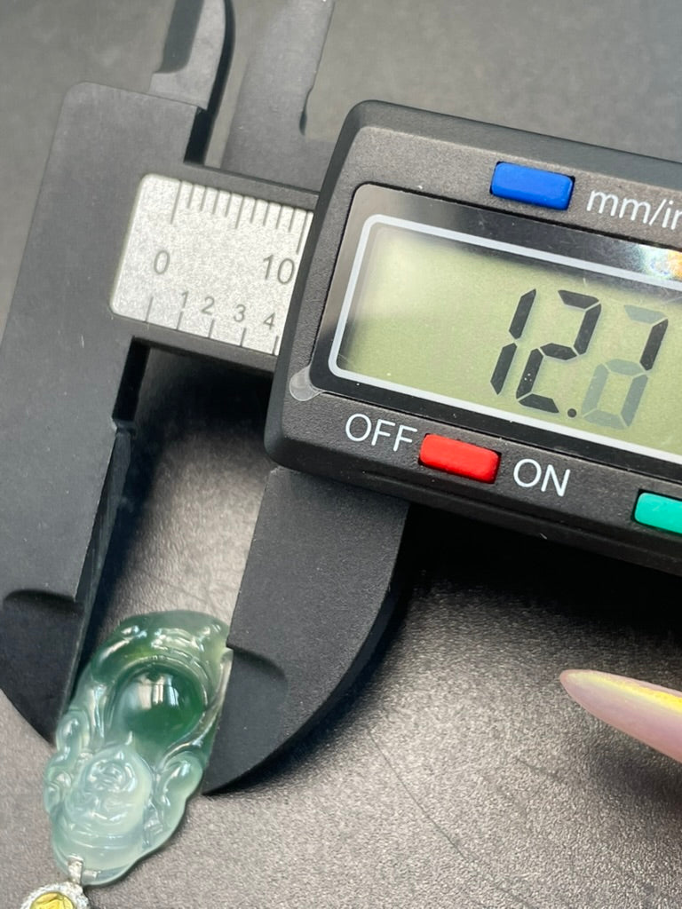 天然緬甸翡翠冰種財神吊墜