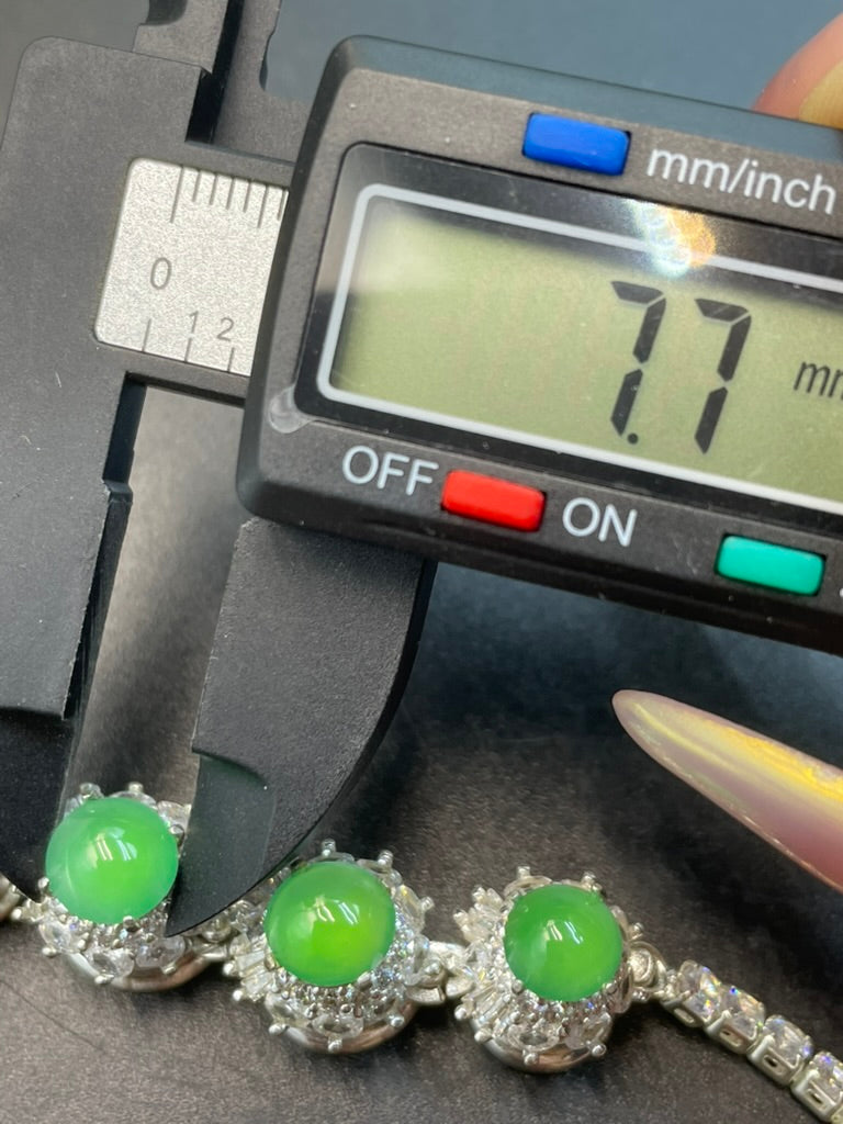 緬甸天然翡翠冰果綠蛋面手鏈