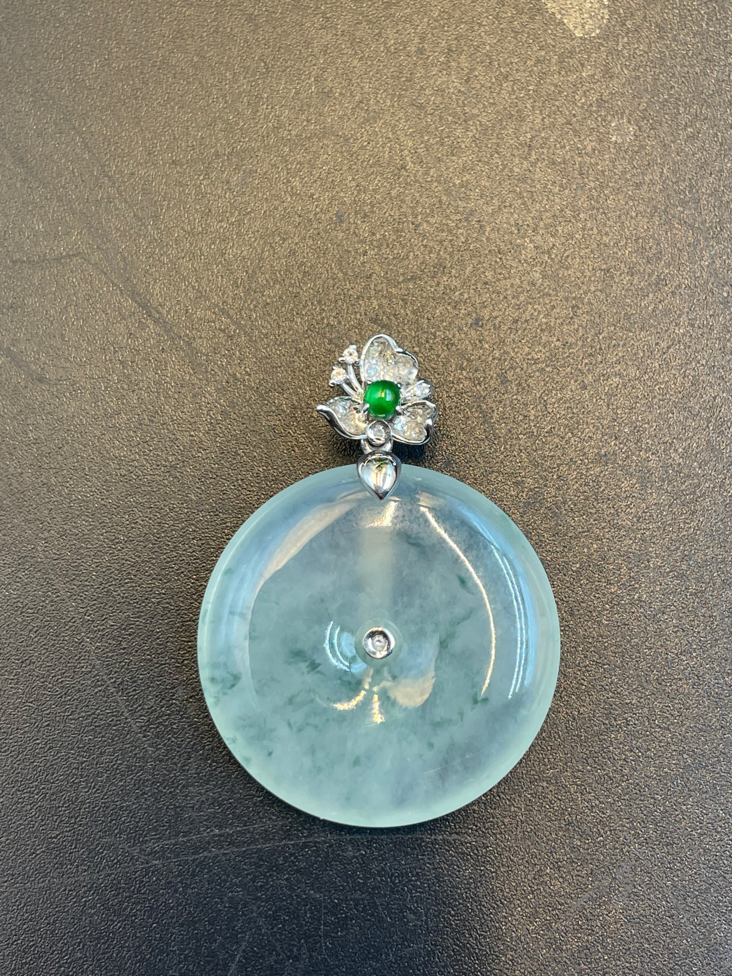 緬甸天然翡翠冰種平安扣吊墜