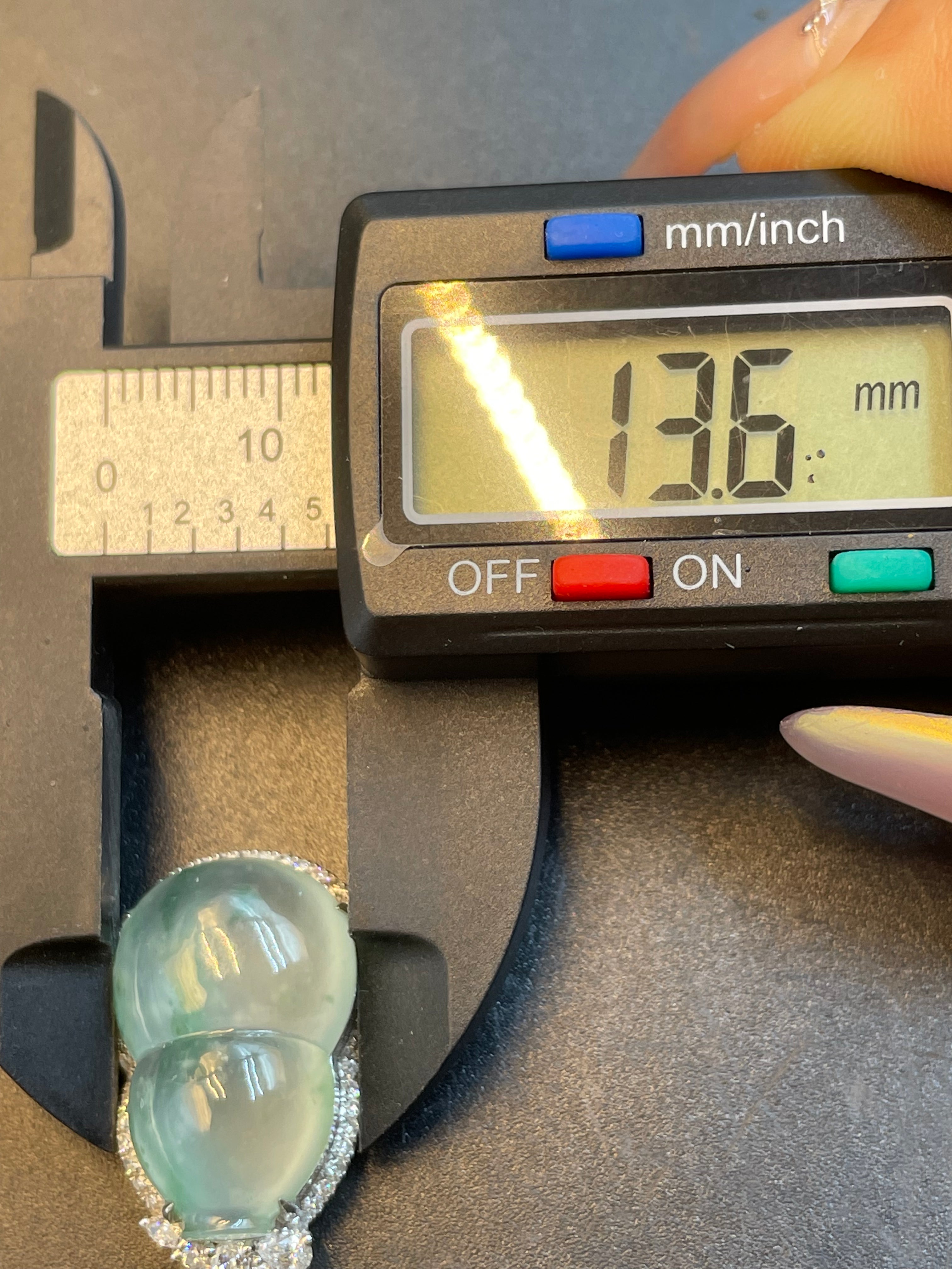 天然翡翠冰飘花福祿吊墜