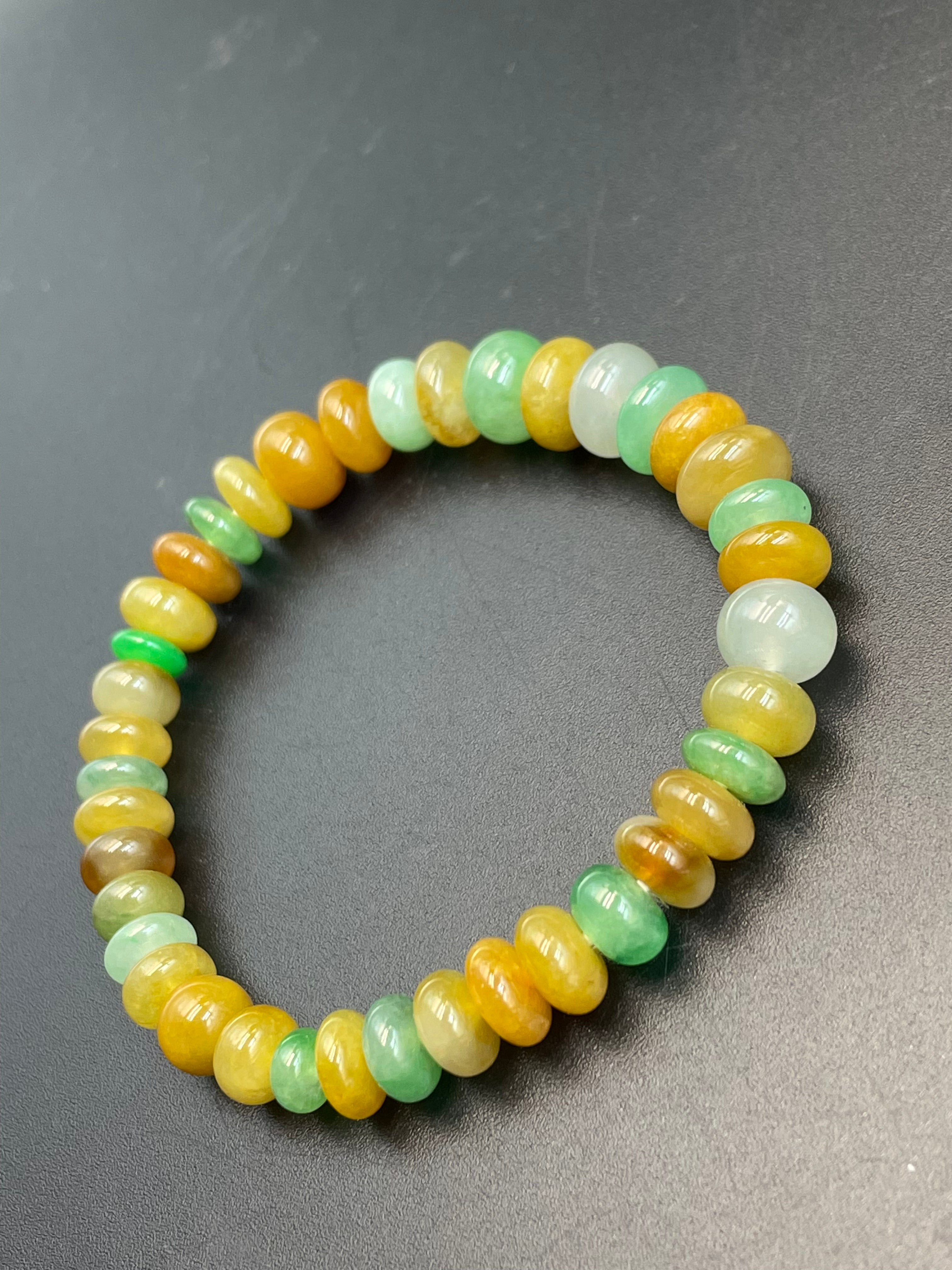 緬甸天然翡翠鼓珠多彩手串多宝手链