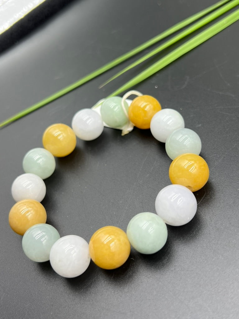 緬甸天然翡翠多彩手串