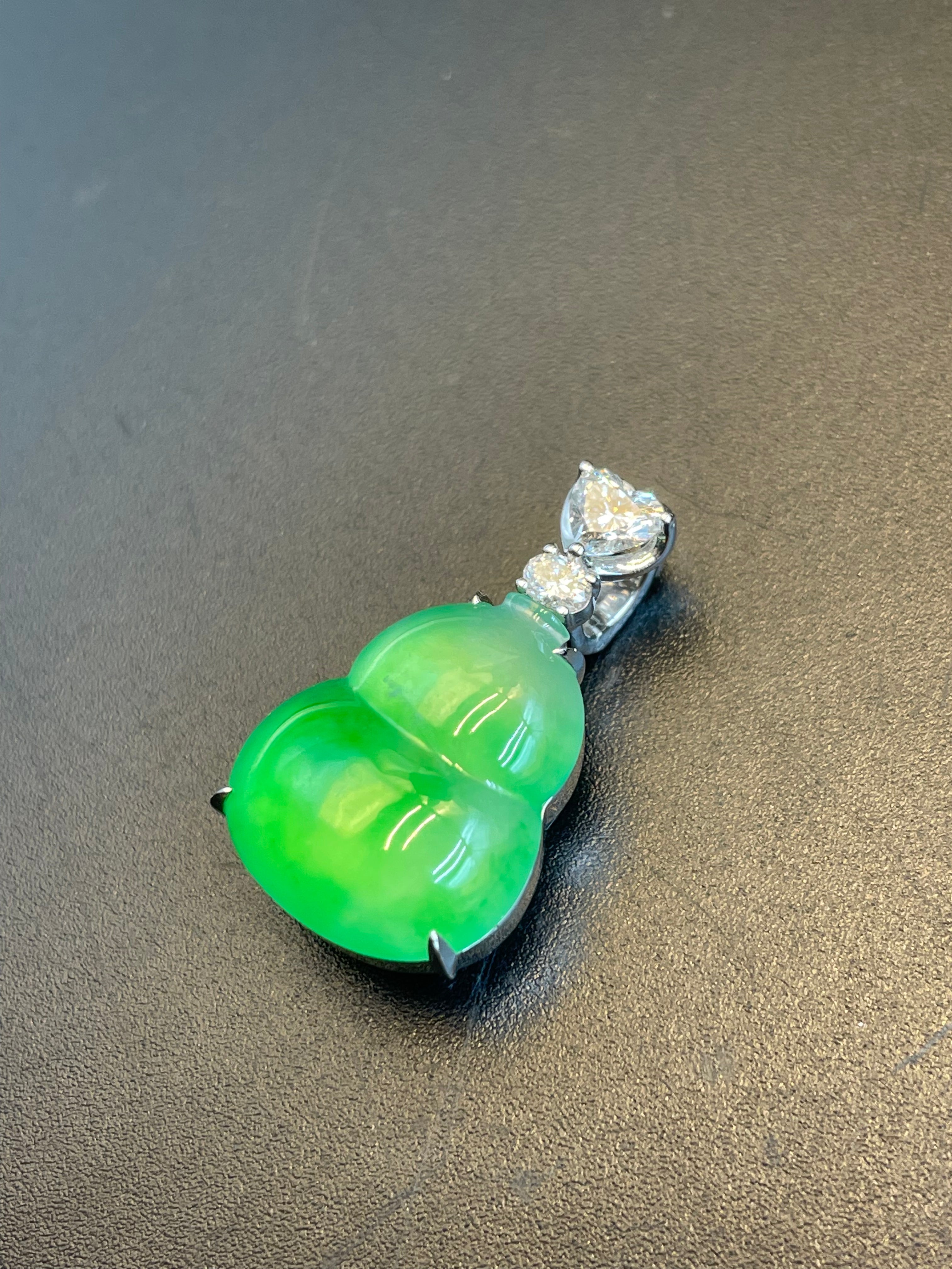 天然翡翠阳绿福祿吊墜