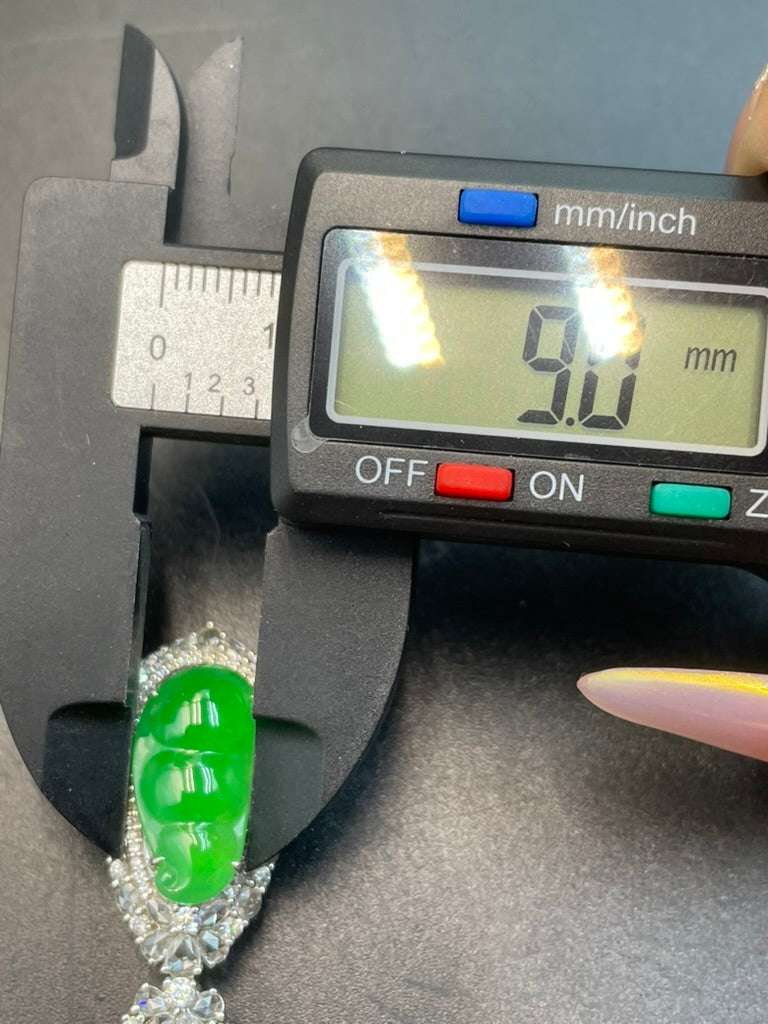 天然緬甸翡翠陽綠福豆吊墜