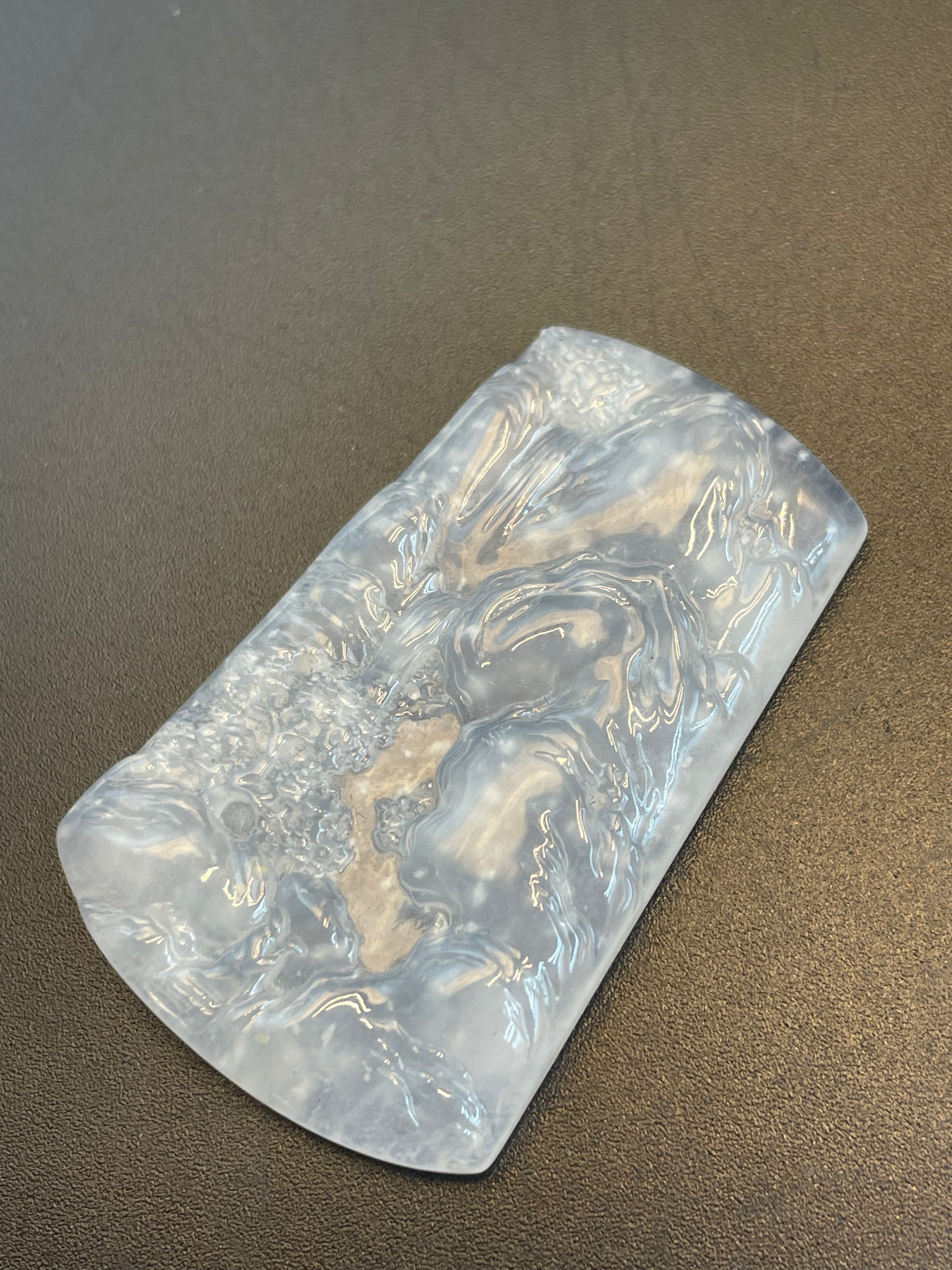 緬甸天然翡翠冰種大山水牌吊墜