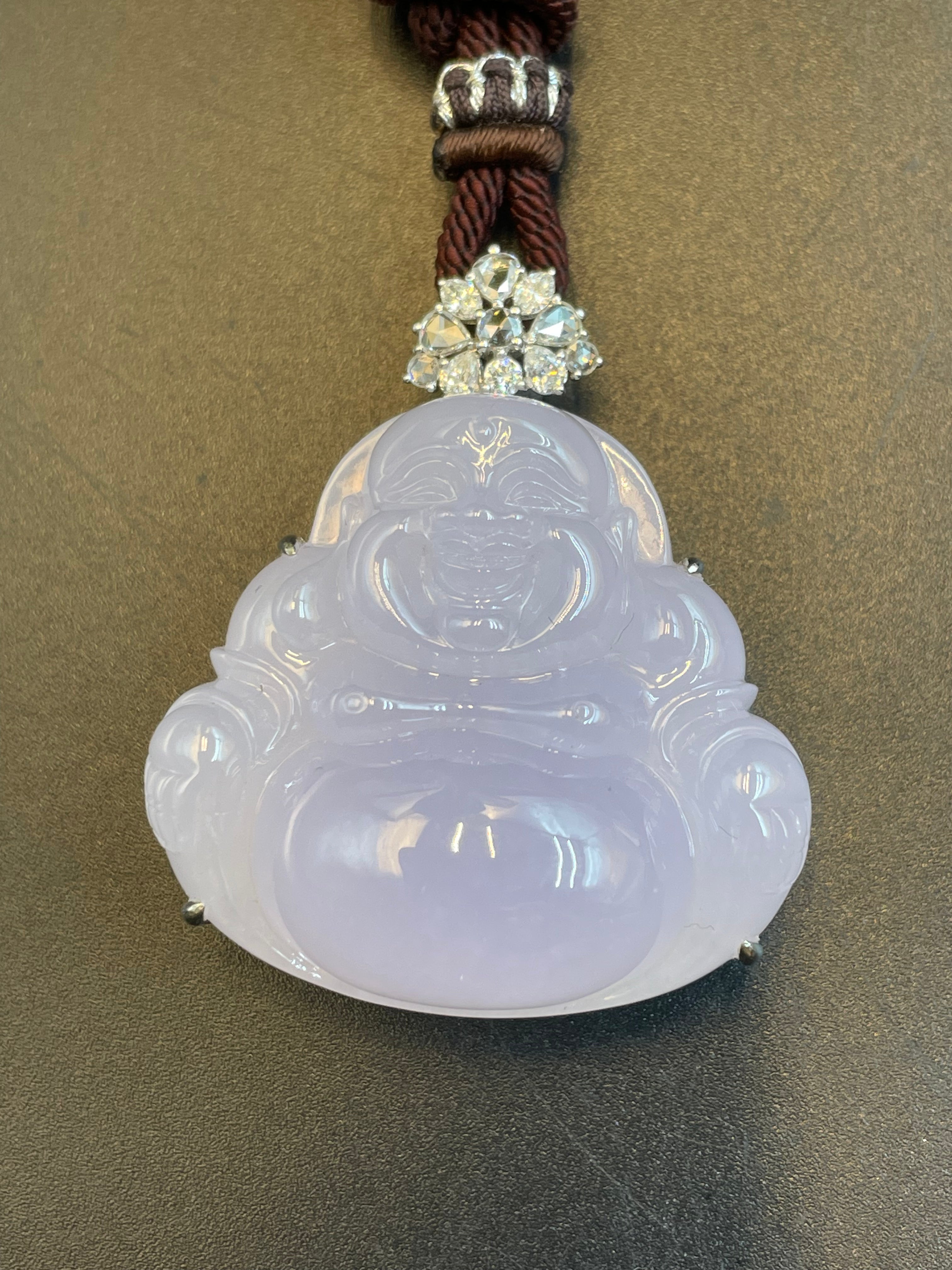 緬甸天然翡翠紫羅蘭彌勒佛公吊墜