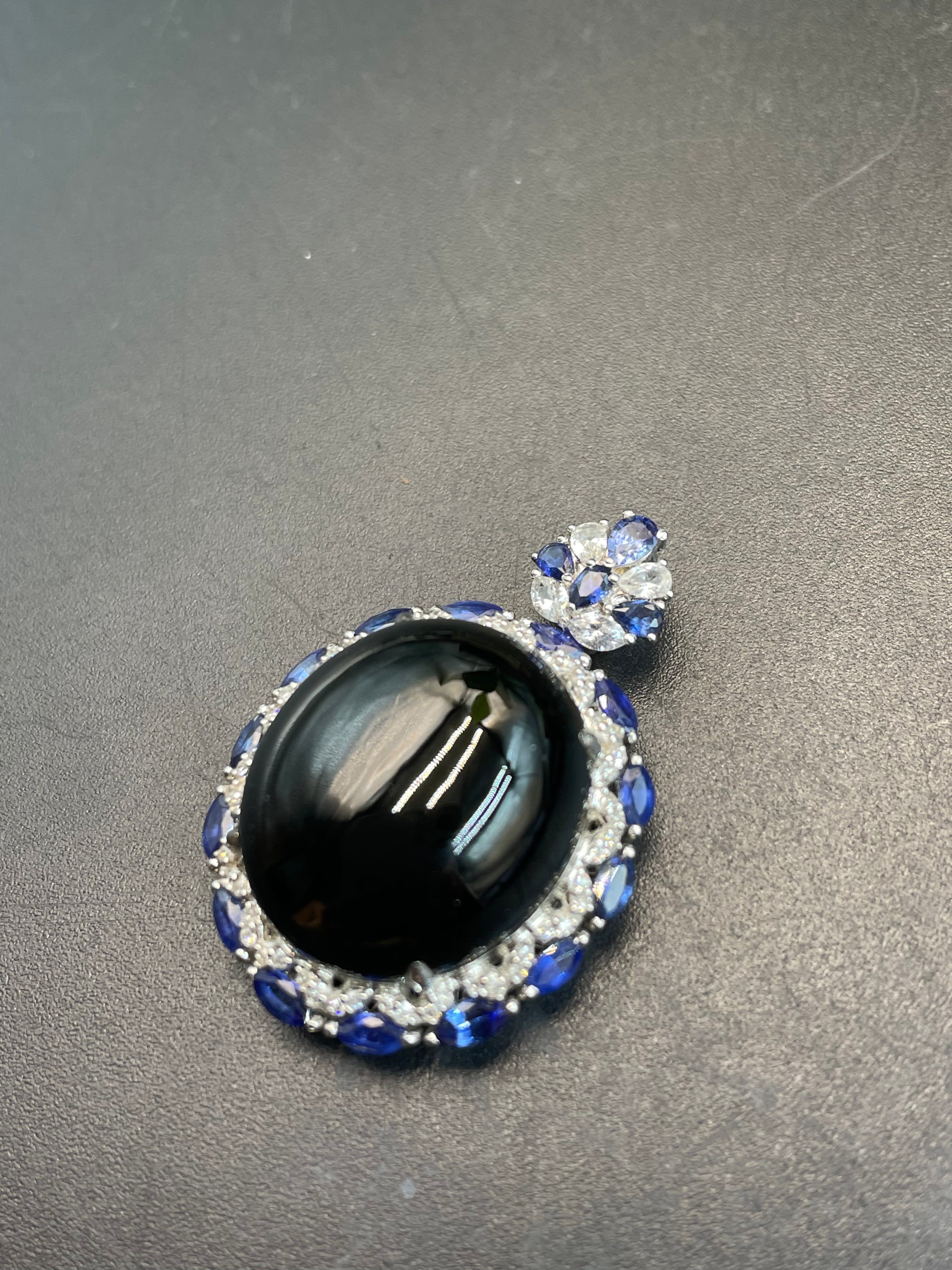 天然翡翠墨翠蛋面吊墜