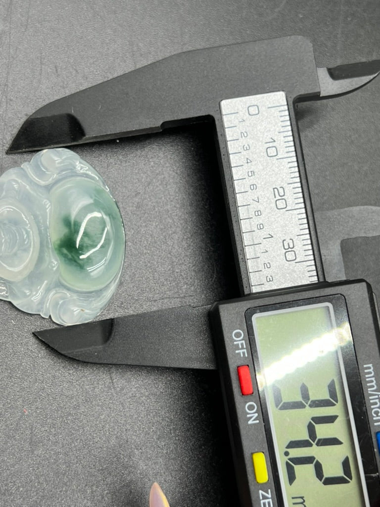 緬甸天然翡翠冰飄花彌勒吊墜