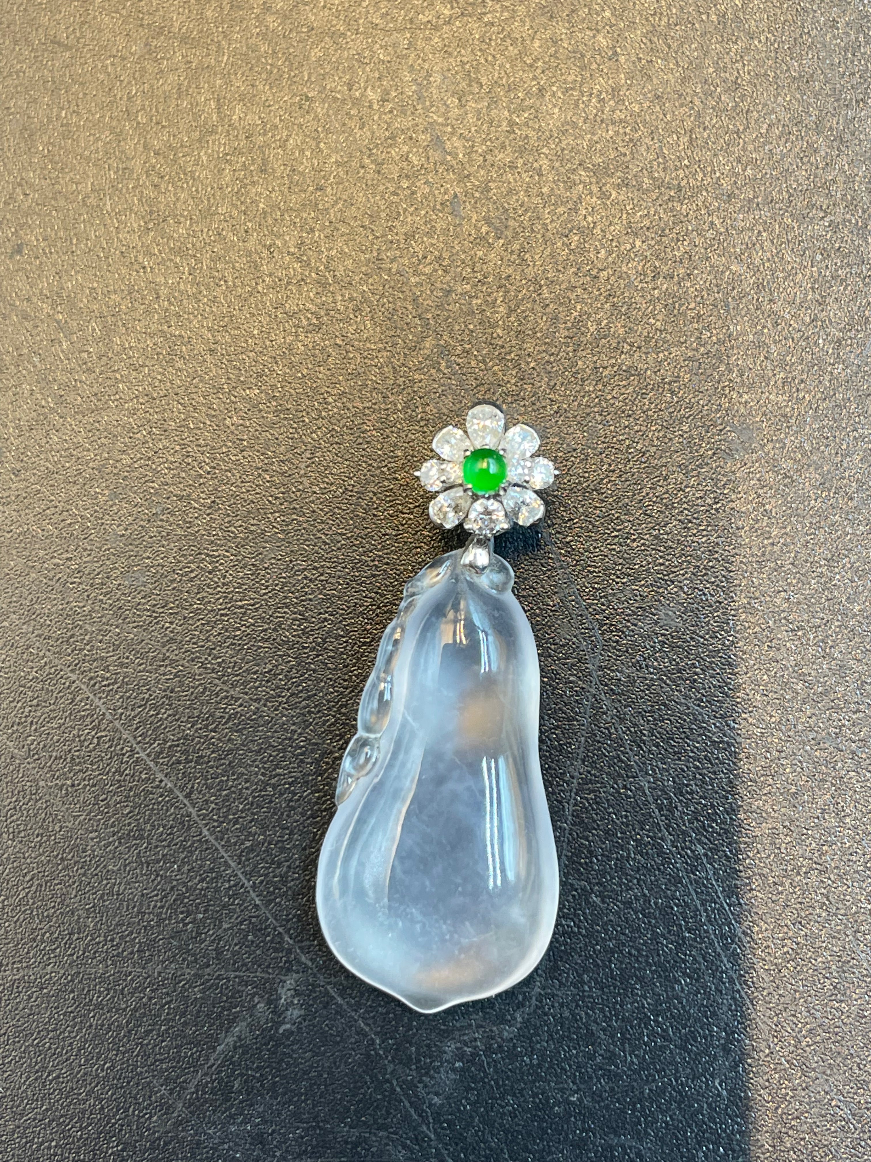 天然翡翠冰種福瓜吊墜