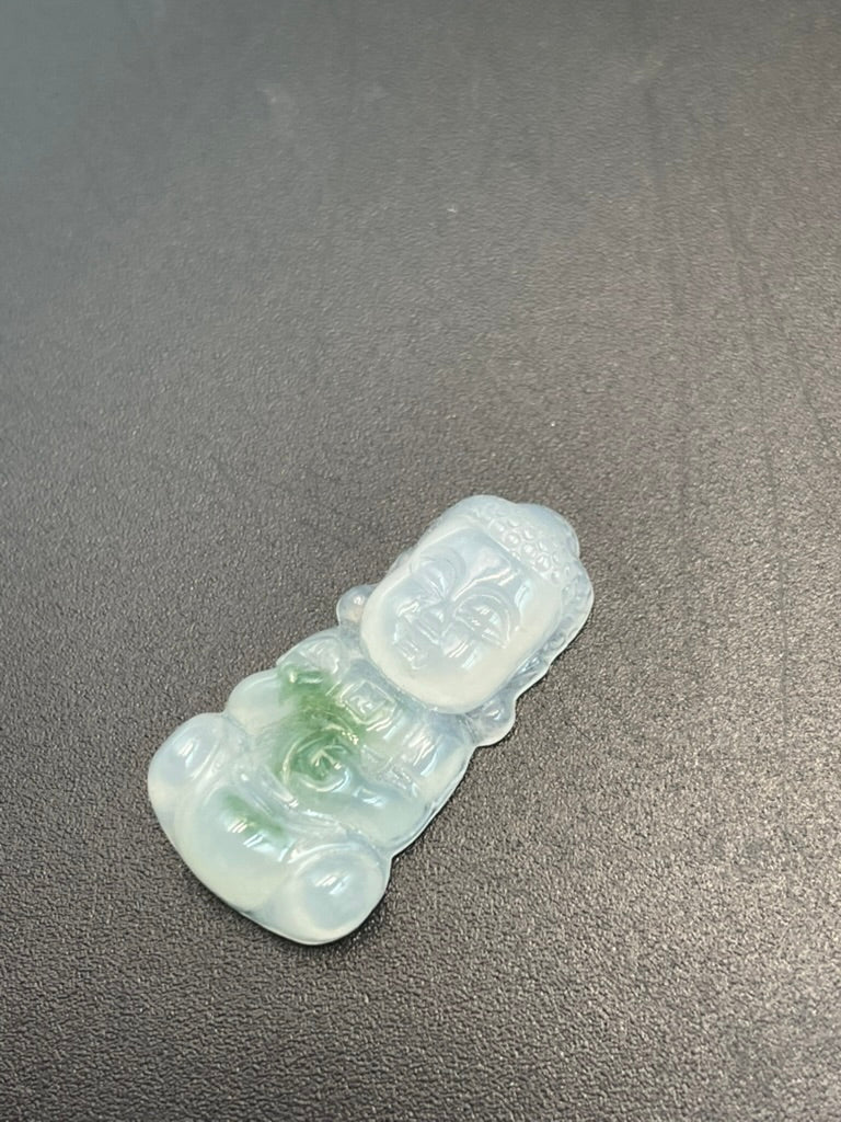 緬甸天然翡翠綠飄花寶寶佛吊墜