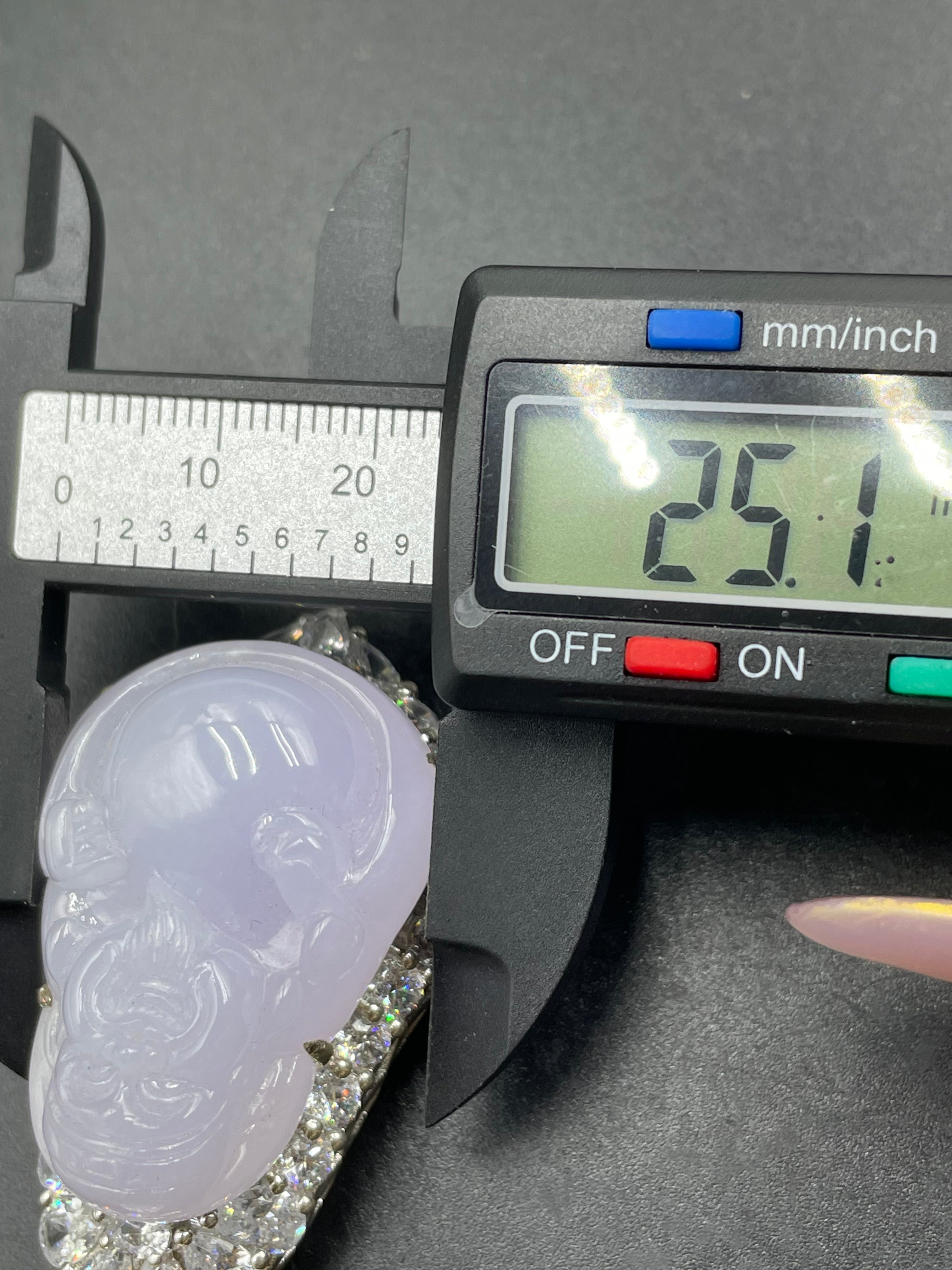 緬甸天然翡翠冰紫財神爺吊墜