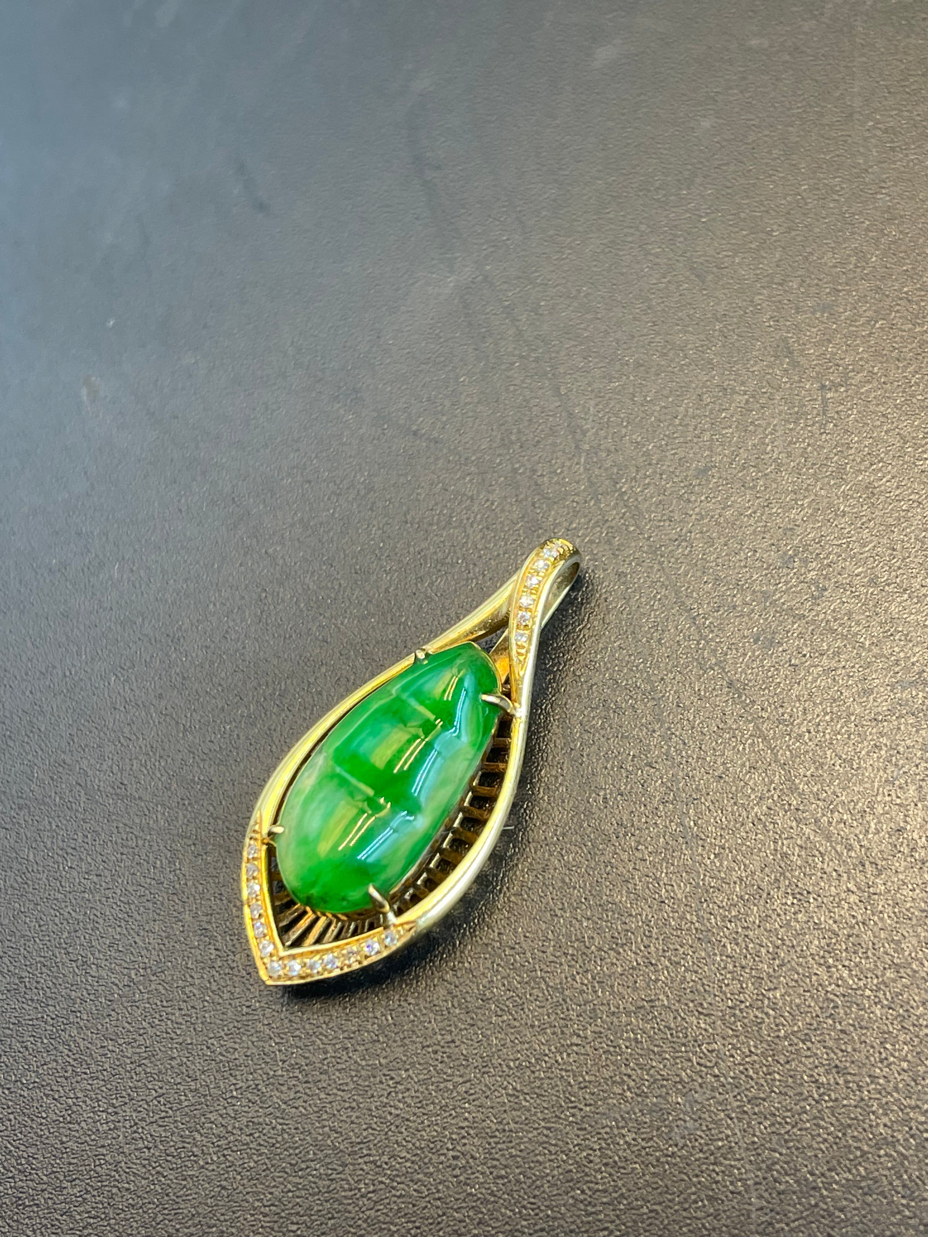 緬甸天然翡翠陽綠福豆吊墜