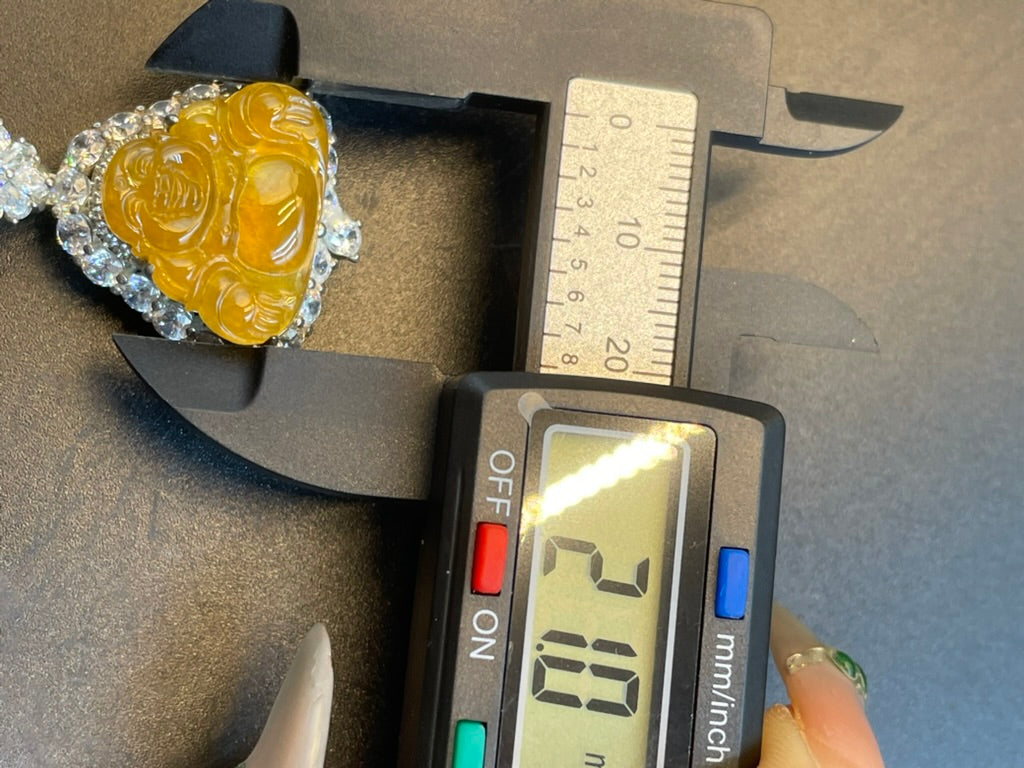 緬甸天然翡翠黃翡彌勒吊墜