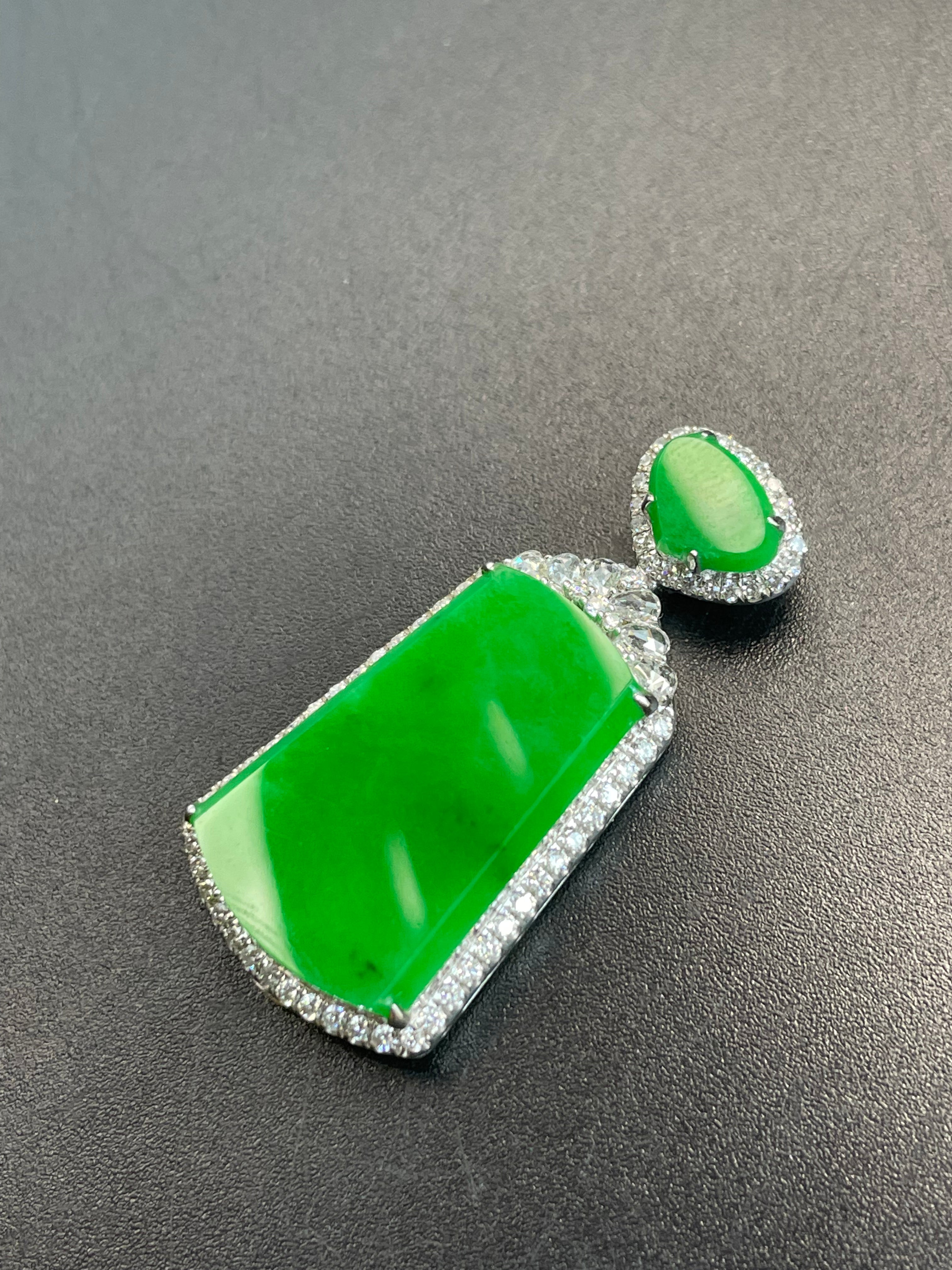 緬甸天然翡翠陽綠無事牌吊墜