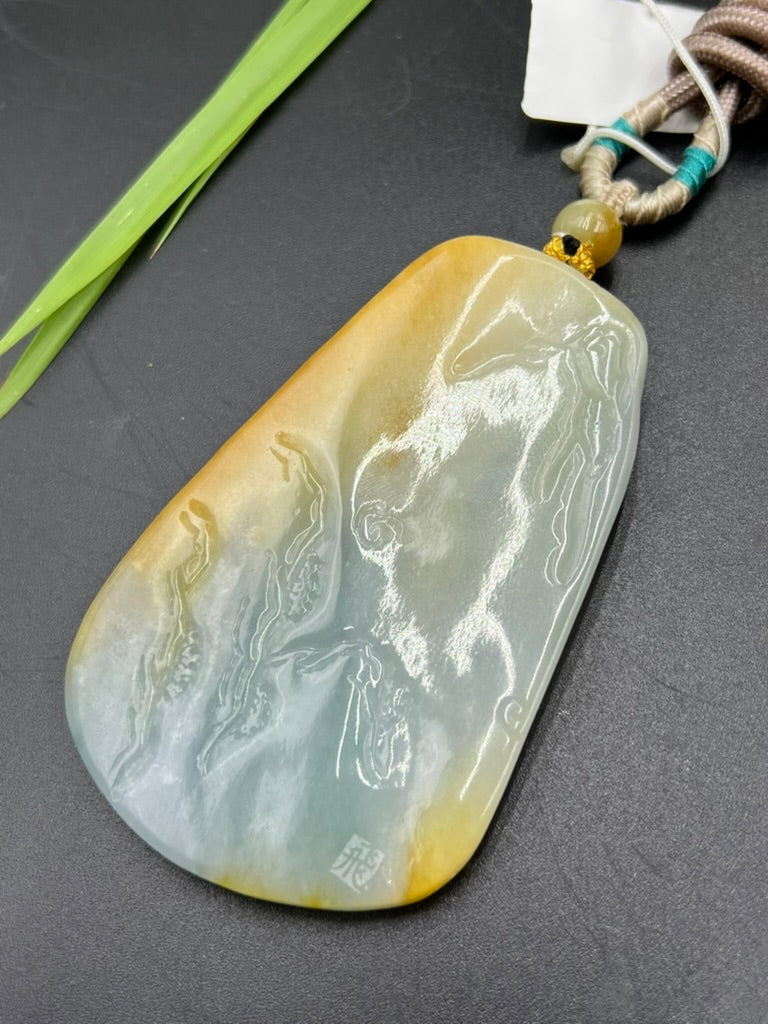 緬甸天然翡翠鳳栖蓮臺・佛佑梅開吊墜