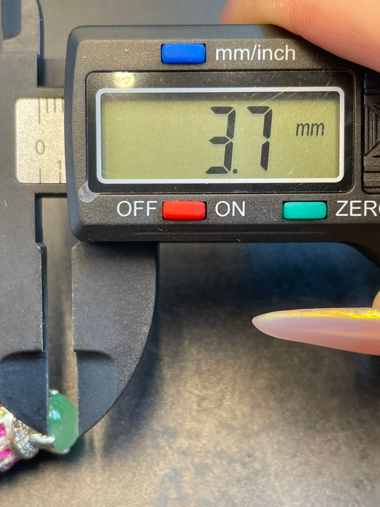 緬甸天然翡翠冰晴绿蛋面戒指