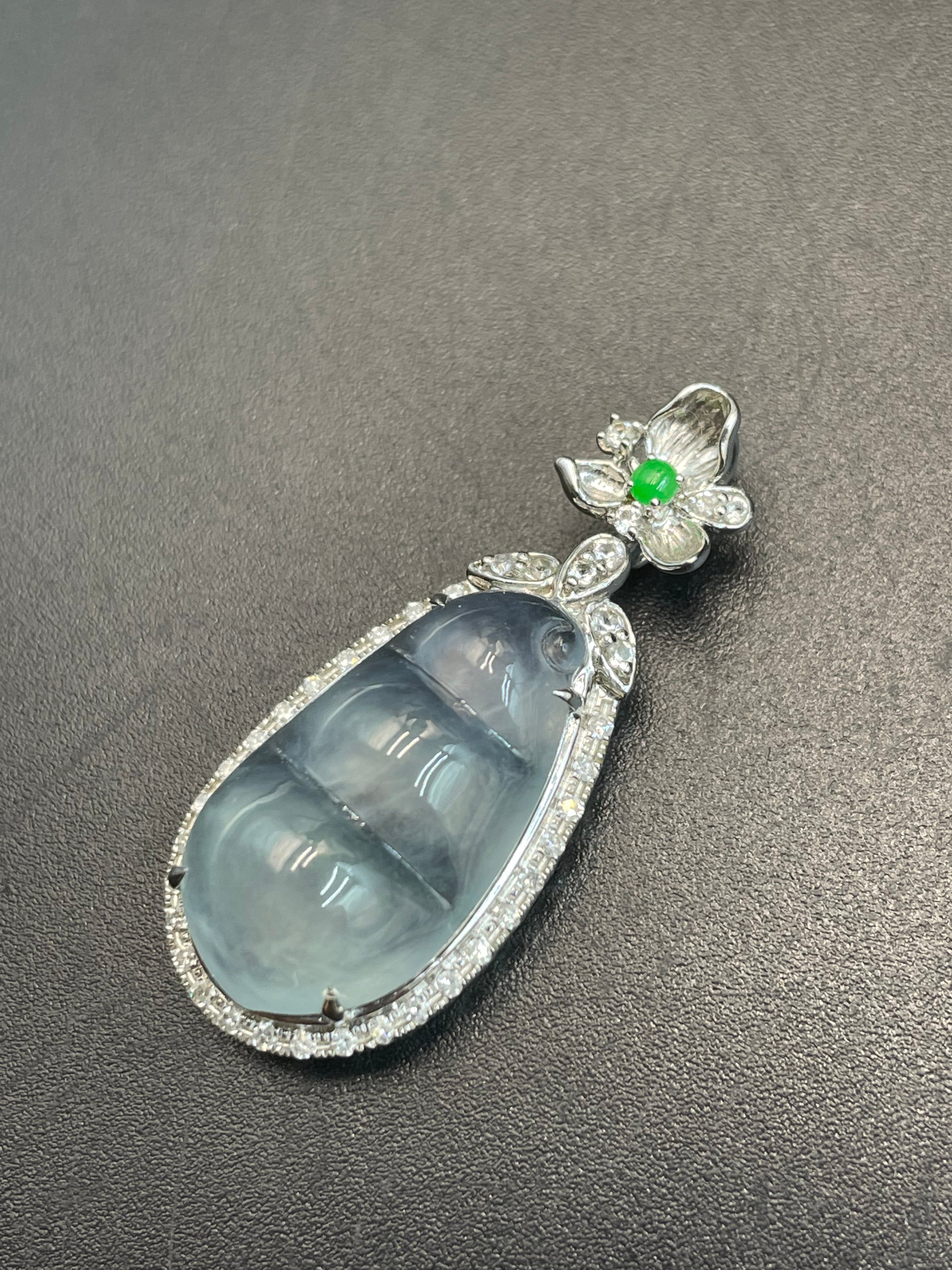 緬甸天然翡翠冰種福豆/三元及第吊墜