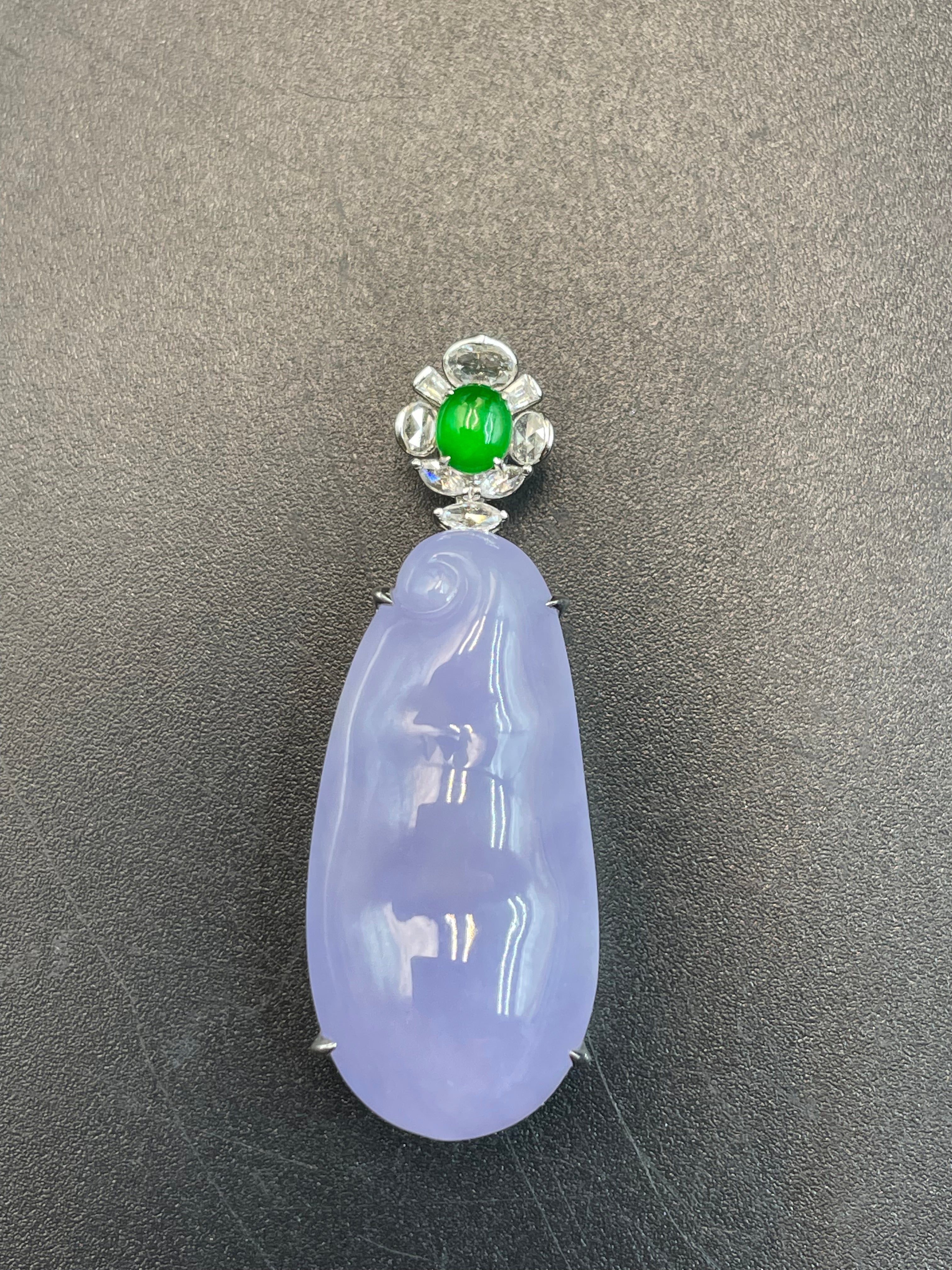 緬甸天然翡翠紫羅蘭福豆/三元及第吊墜