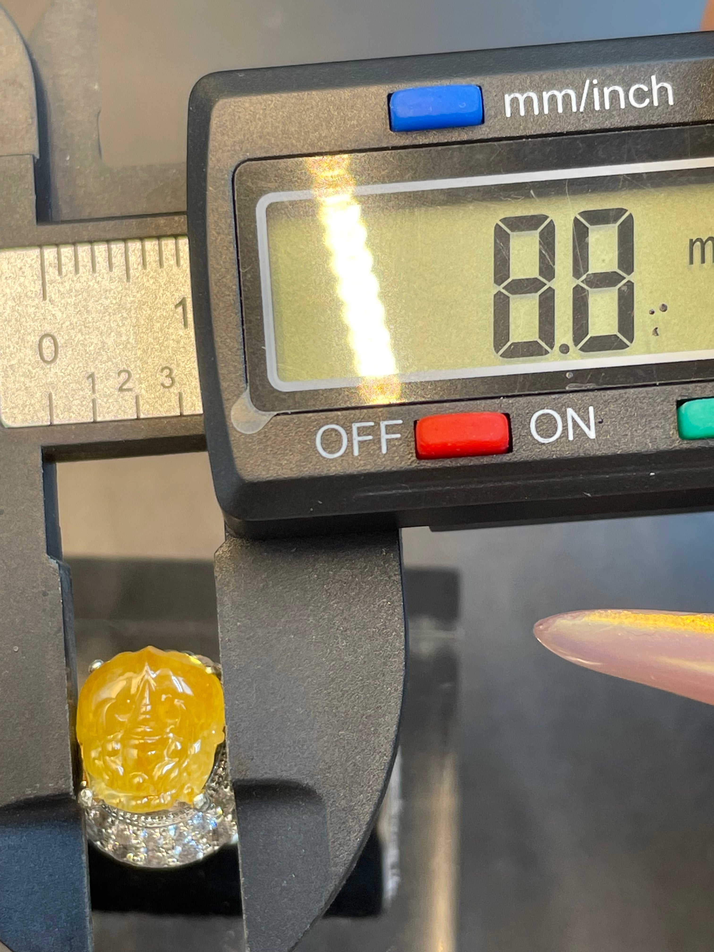 緬甸天然翡翠黃翡貔貅蛋面戒指