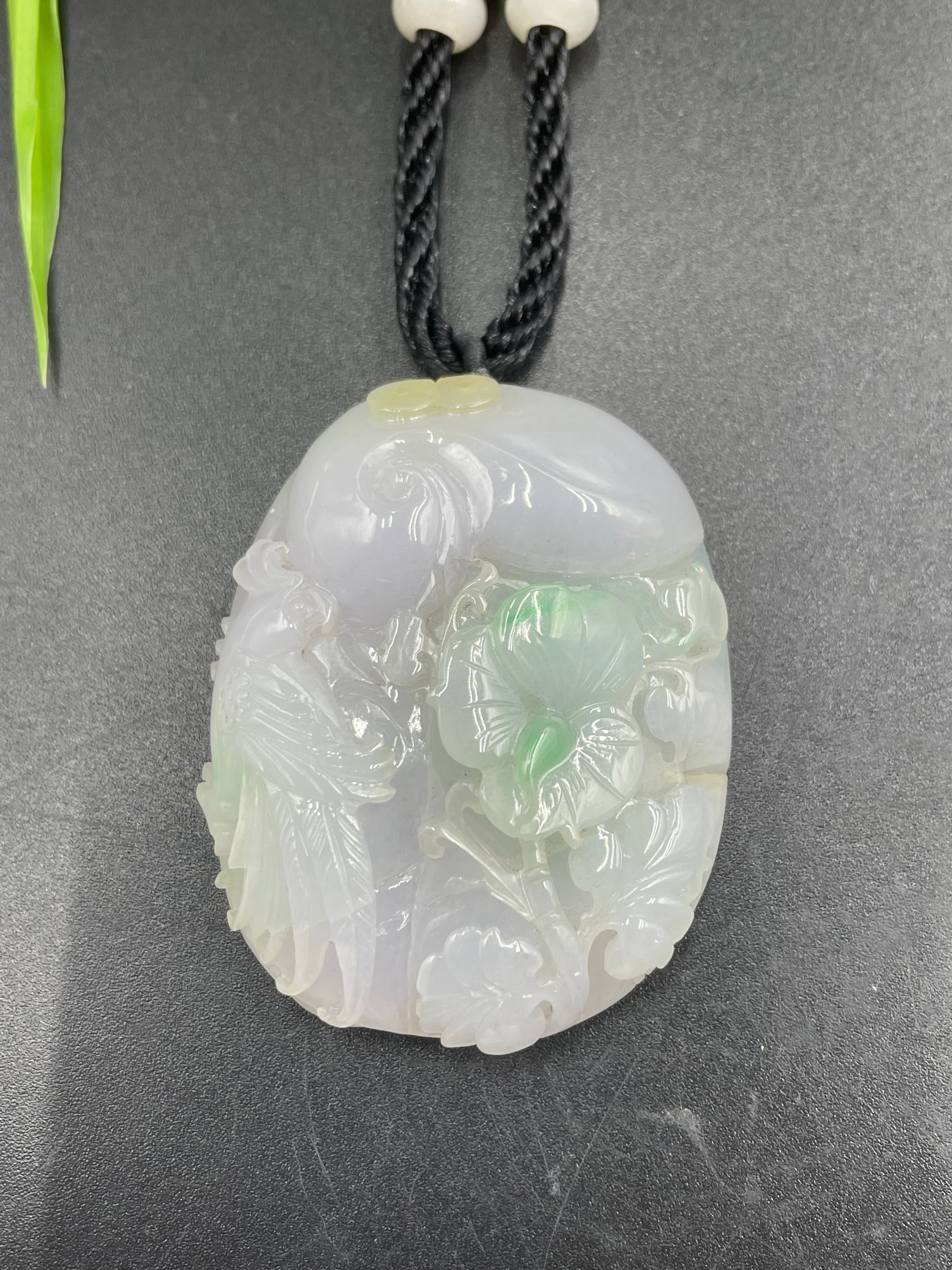 翡翠花鳥牌吊墜