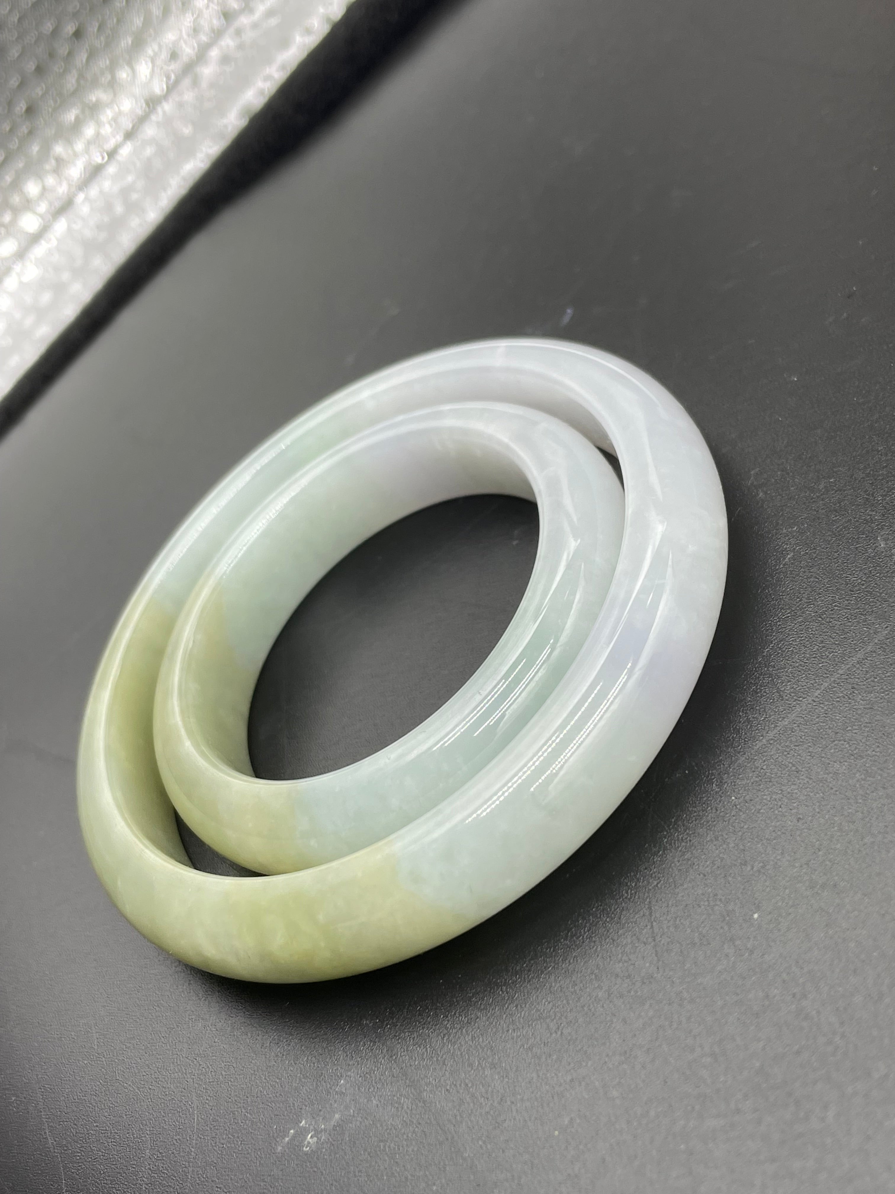 緬甸翡翠冰種手鐲【半山水子母鐲】