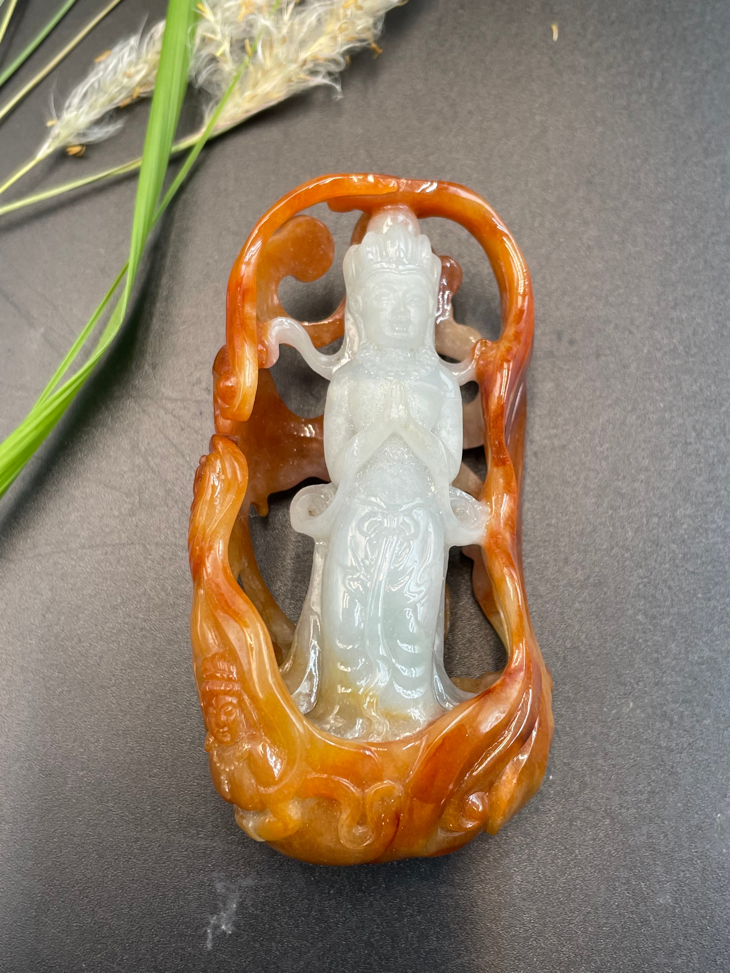 緬甸翡翠精雕觀音吊墜