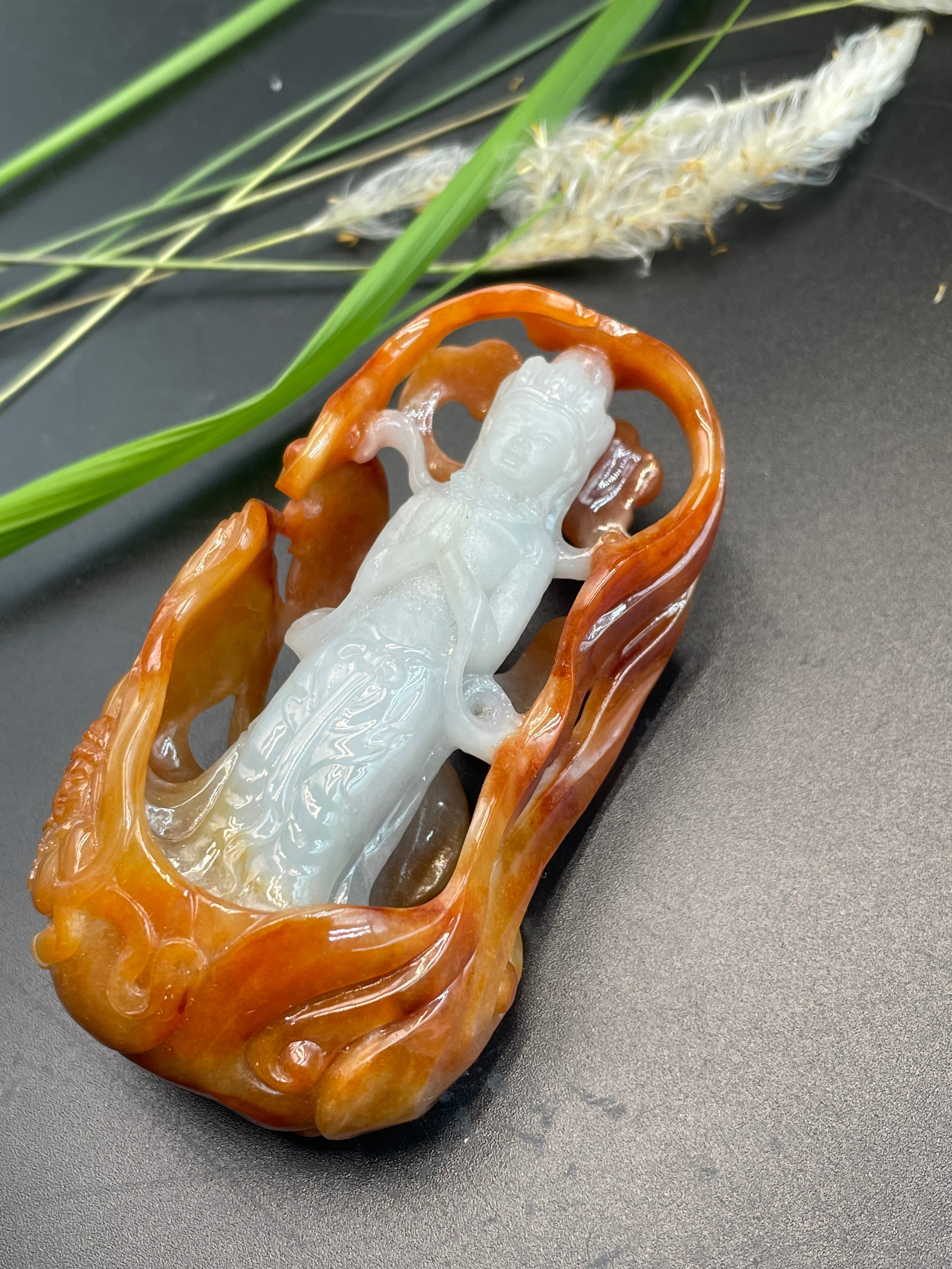 緬甸翡翠精雕觀音吊墜