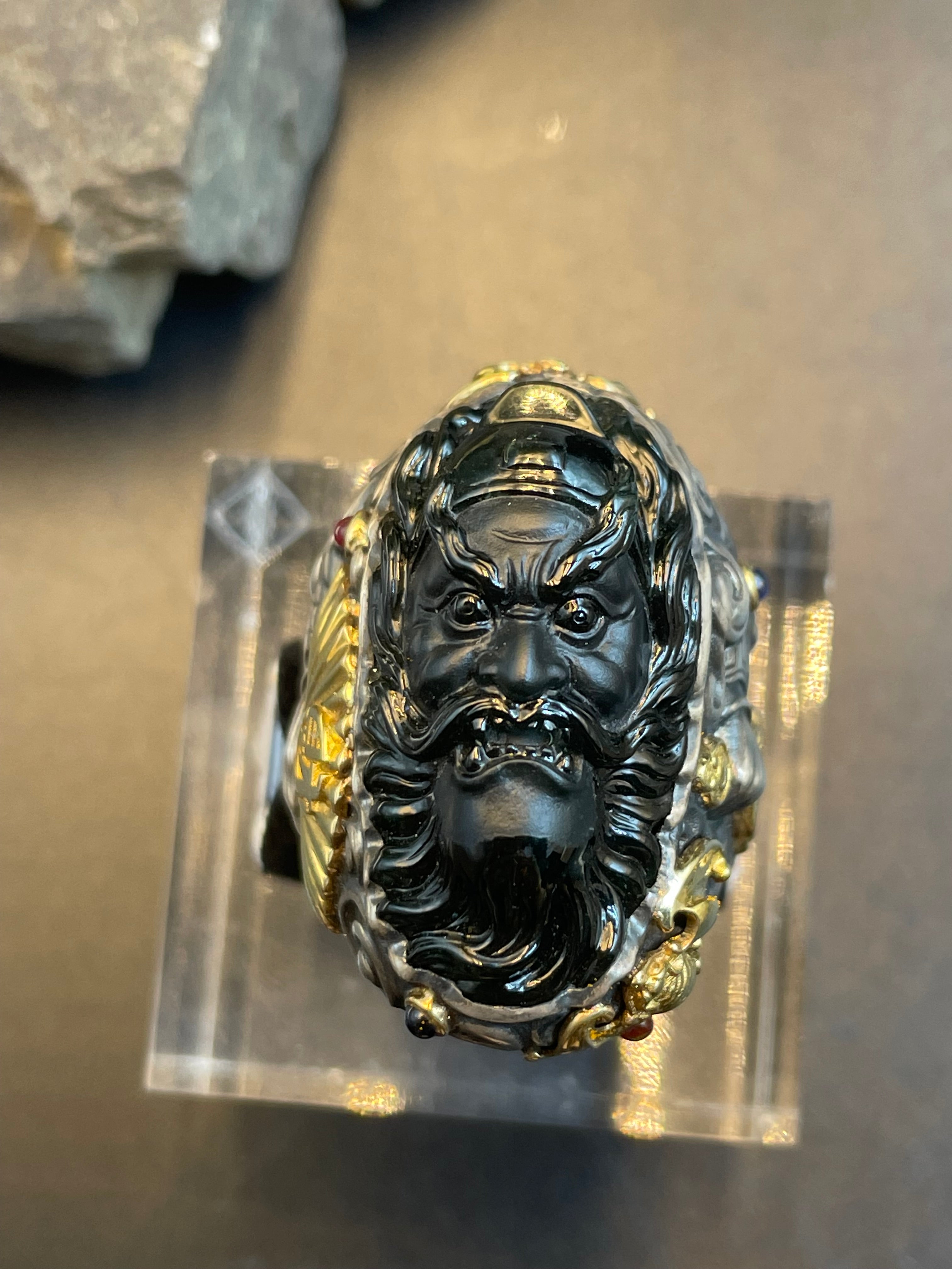 緬甸天然翡翠墨翠戒指