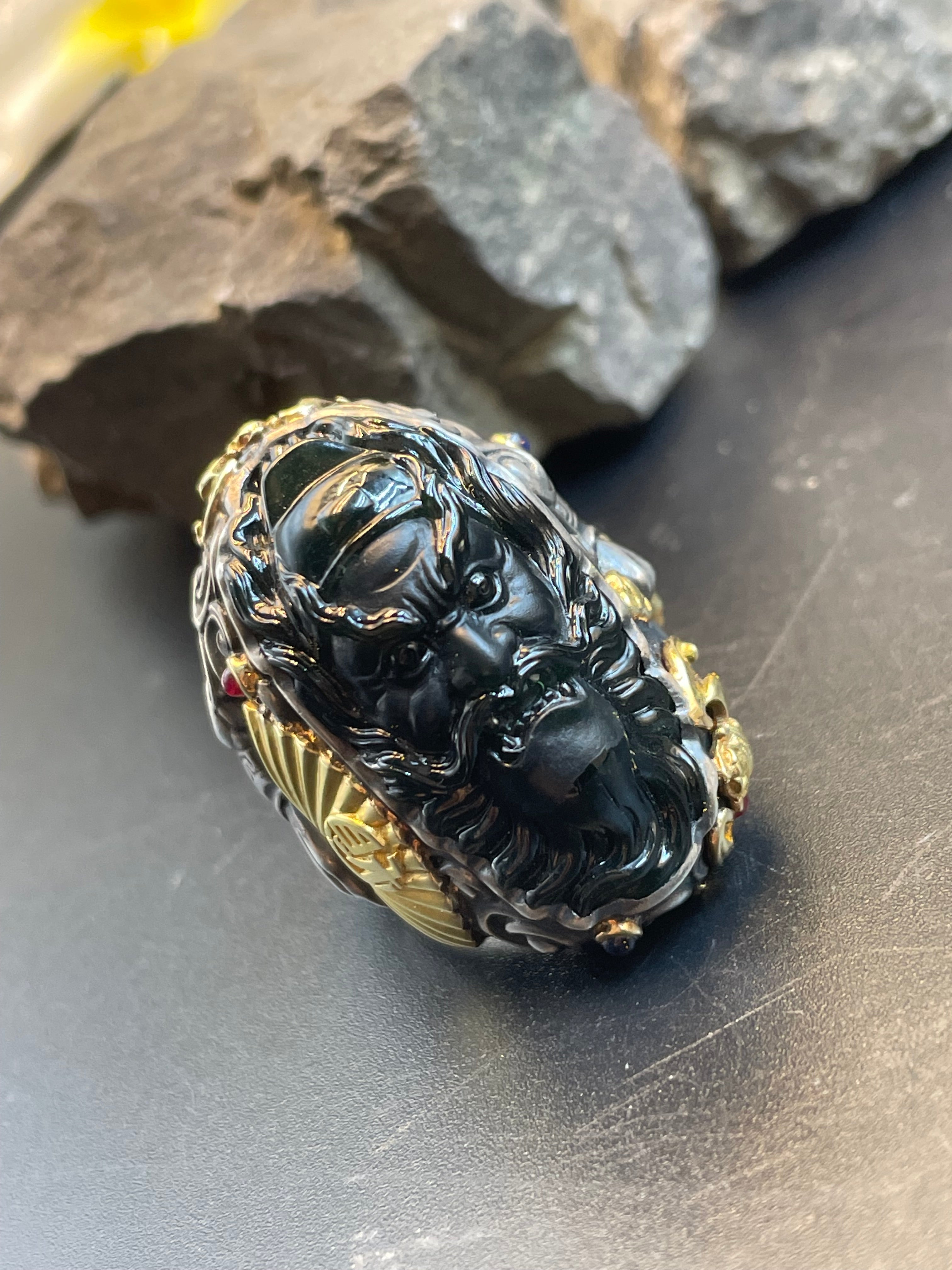 緬甸天然翡翠墨翠戒指