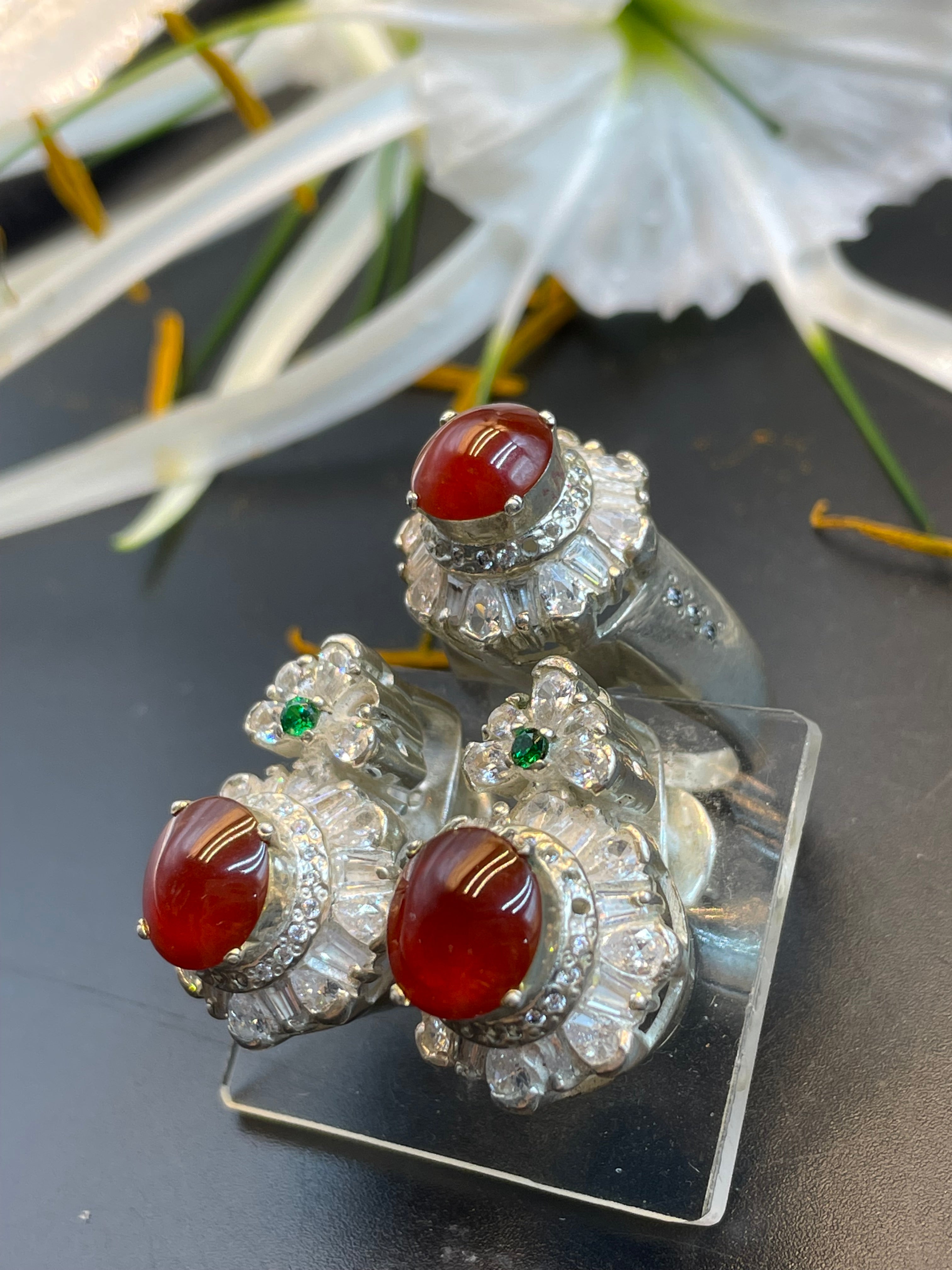 緬甸天然翡翠紅翡蛋麵套裝