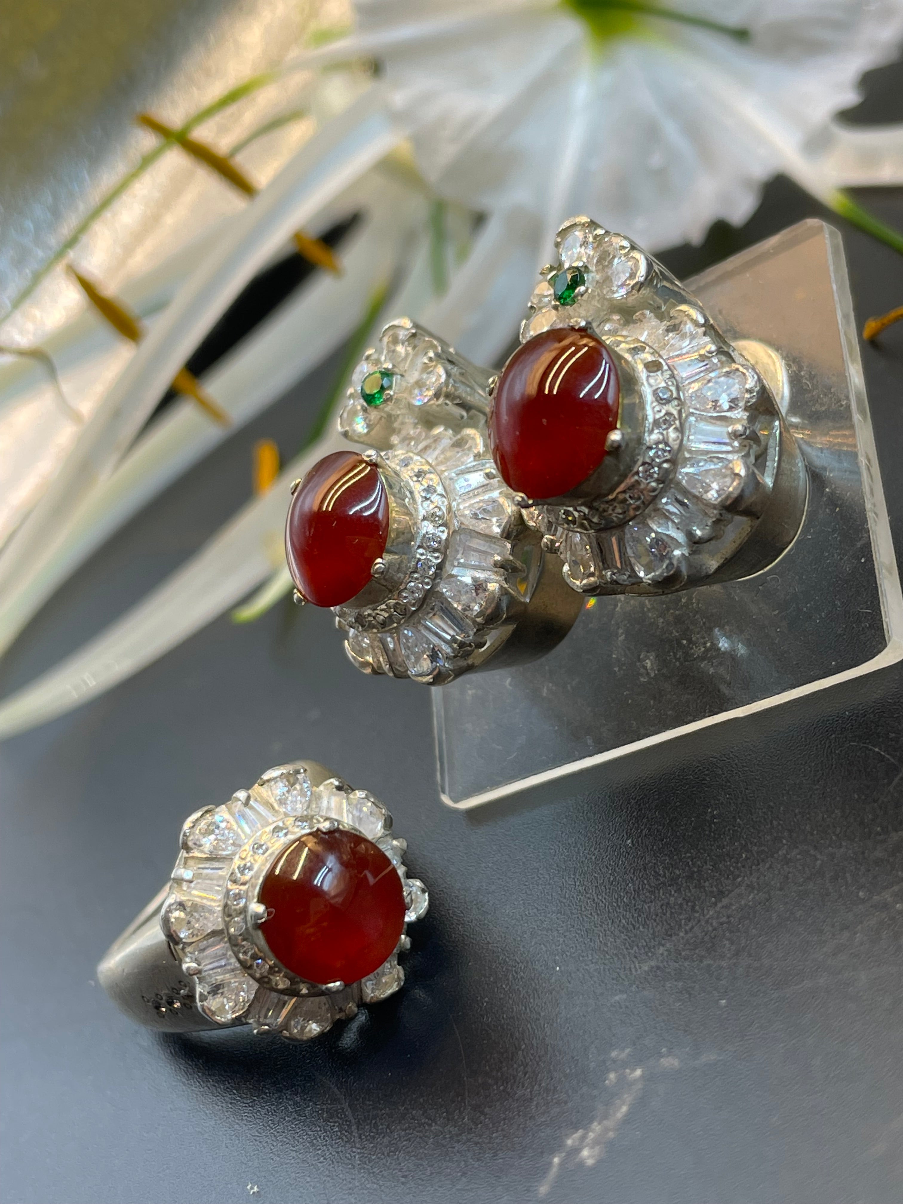 緬甸天然翡翠紅翡蛋麵套裝