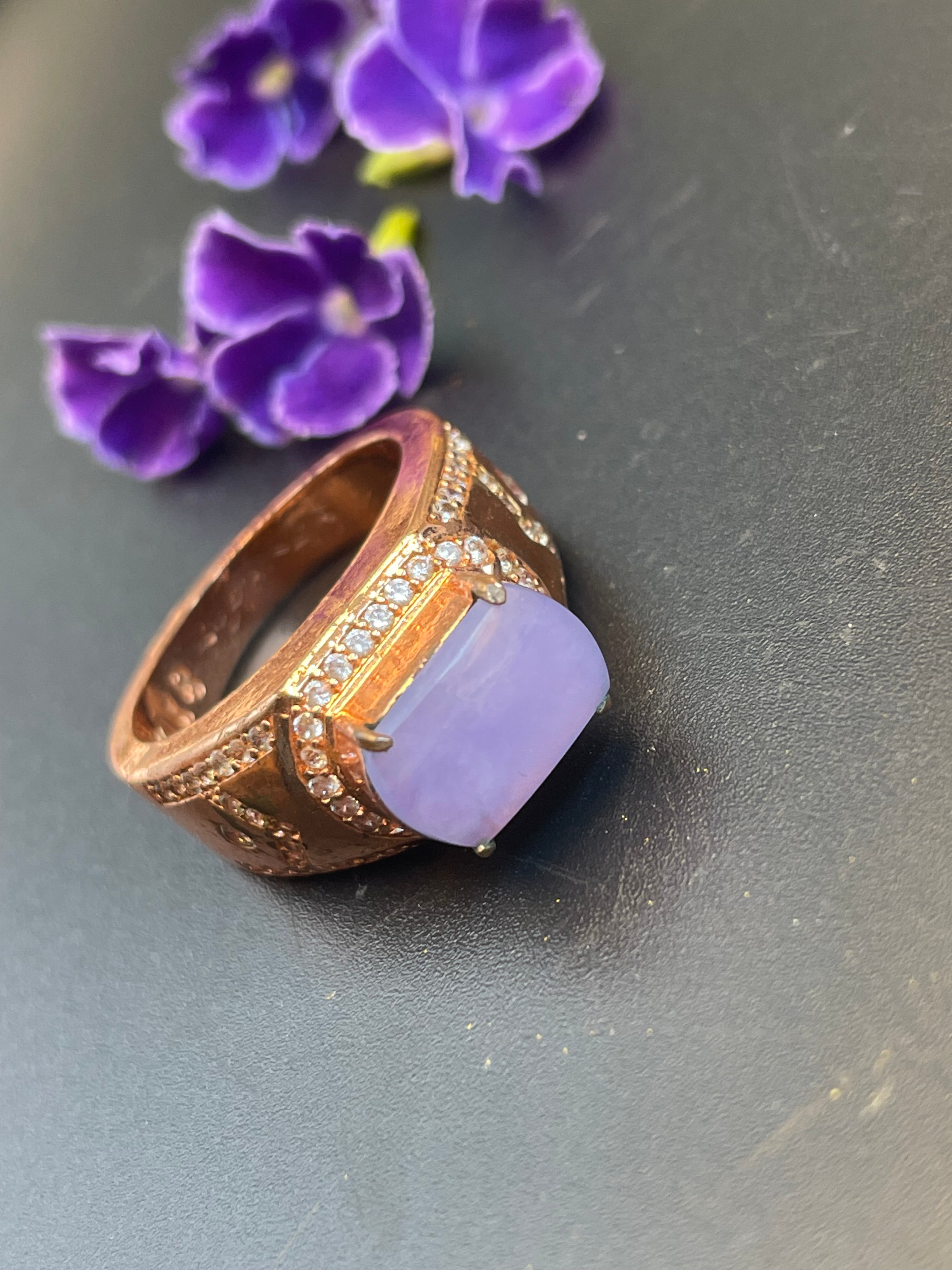 緬甸翡翠紫羅蘭蛋面戒指