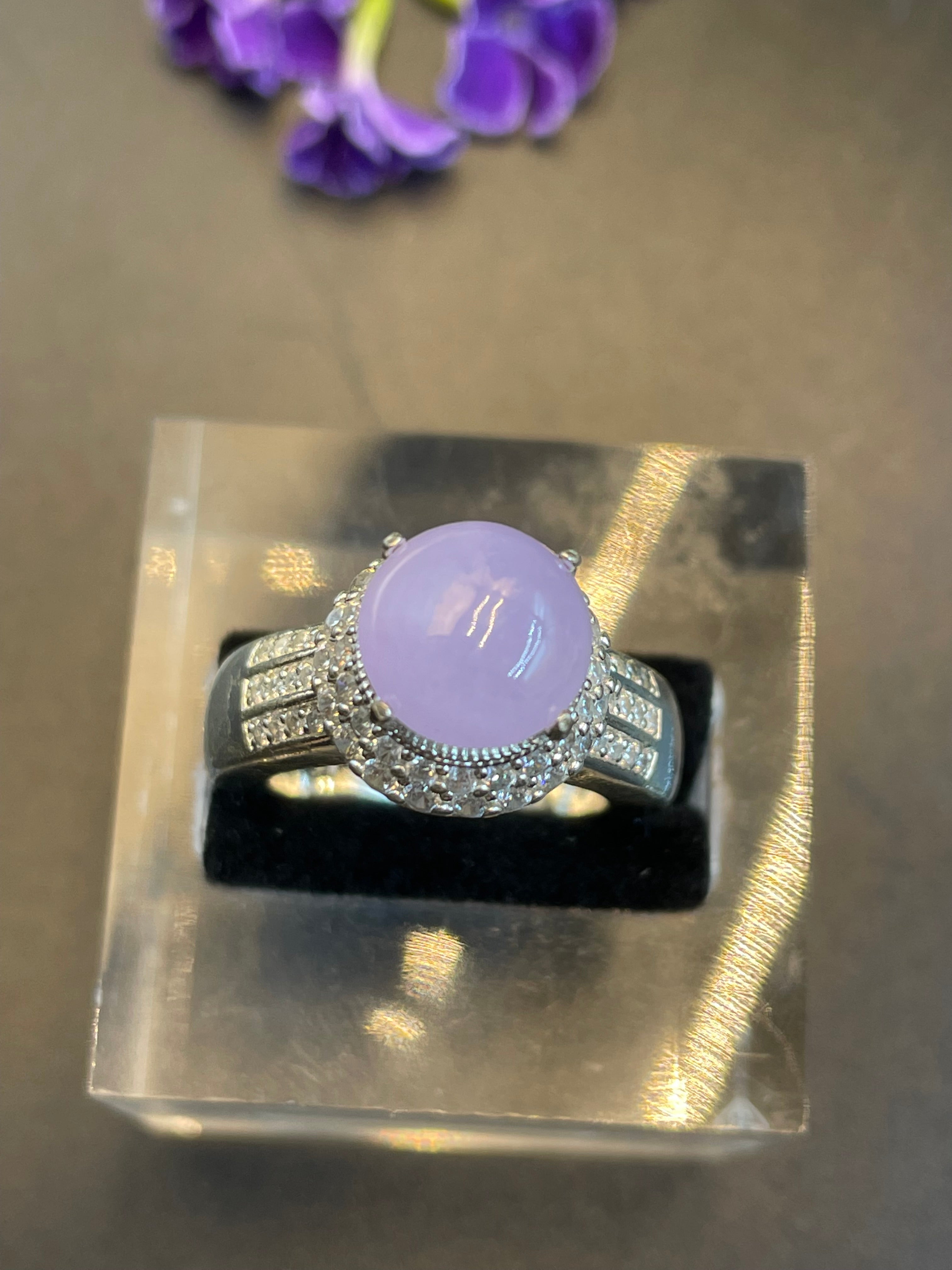 緬甸翡翠紫羅蘭蛋面戒指